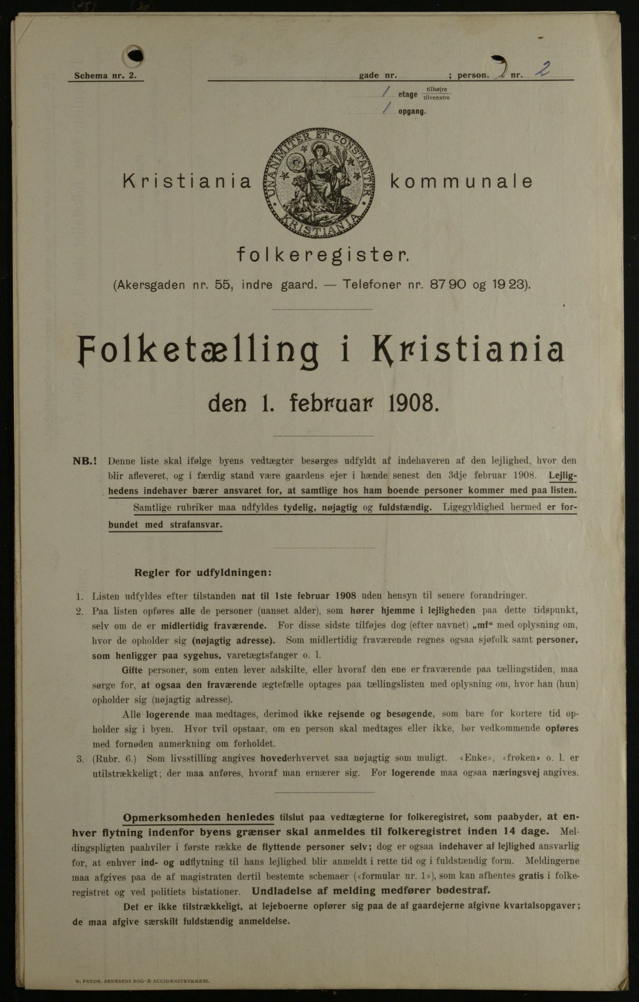 OBA, Municipal Census 1908 for Kristiania, 1908, p. 2613