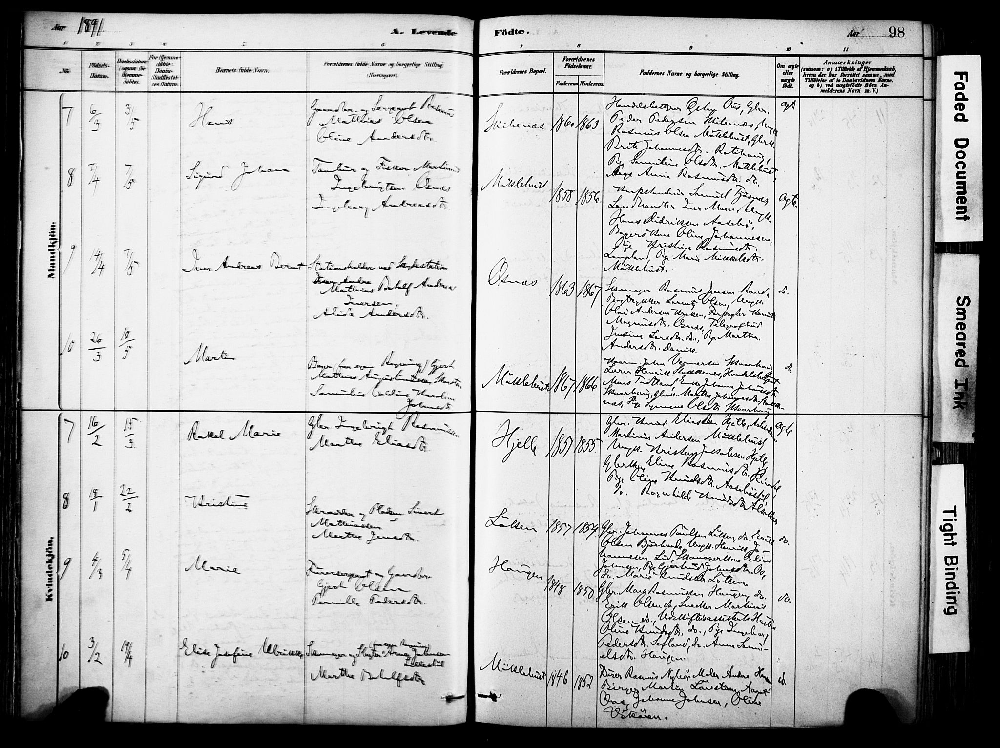 Eid sokneprestembete, AV/SAB-A-82301/H/Haa/Haab/L0001: Parish register (official) no. B 1, 1879-1906, p. 98