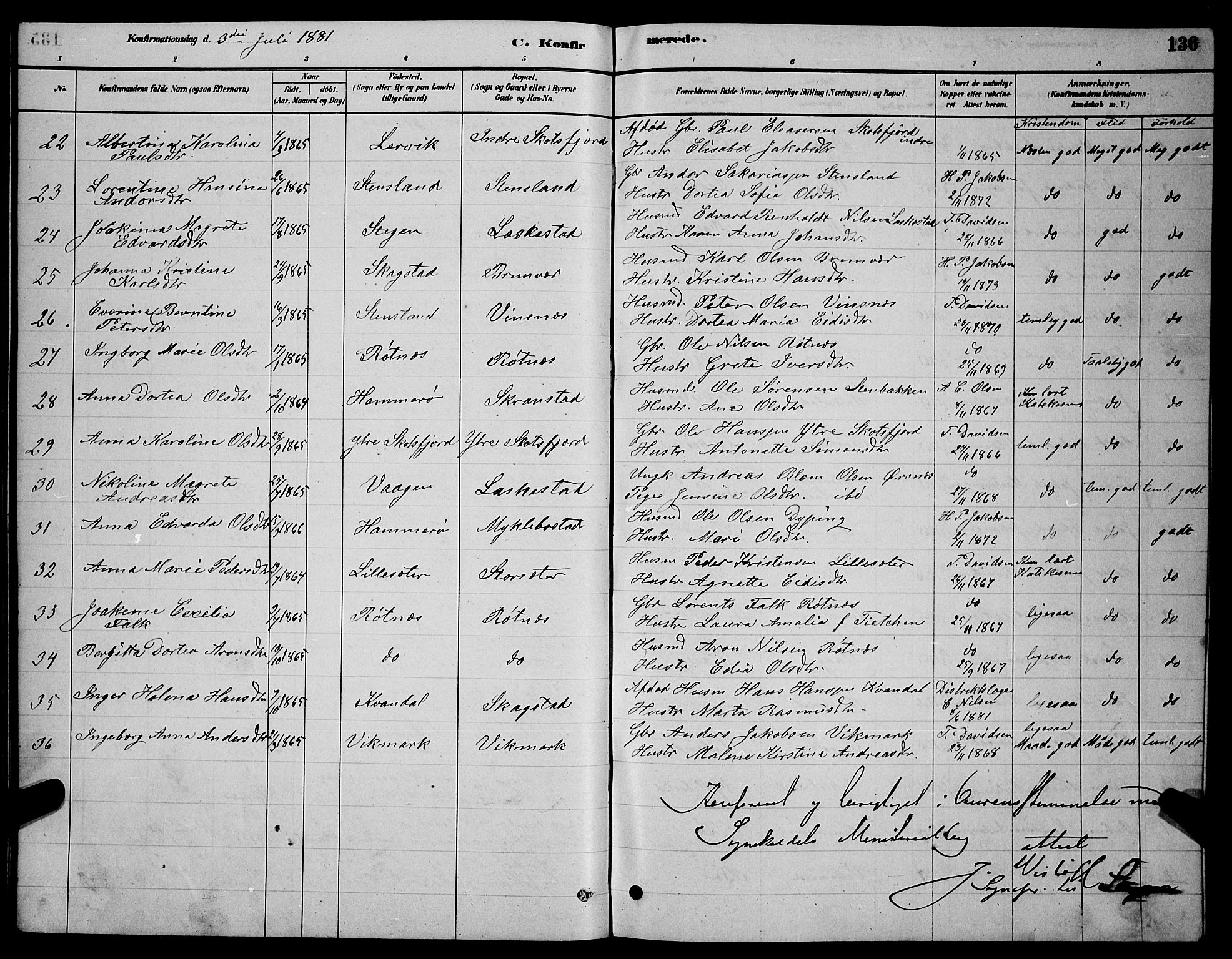 Ministerialprotokoller, klokkerbøker og fødselsregistre - Nordland, SAT/A-1459/855/L0816: Parish register (copy) no. 855C05, 1879-1894, p. 136