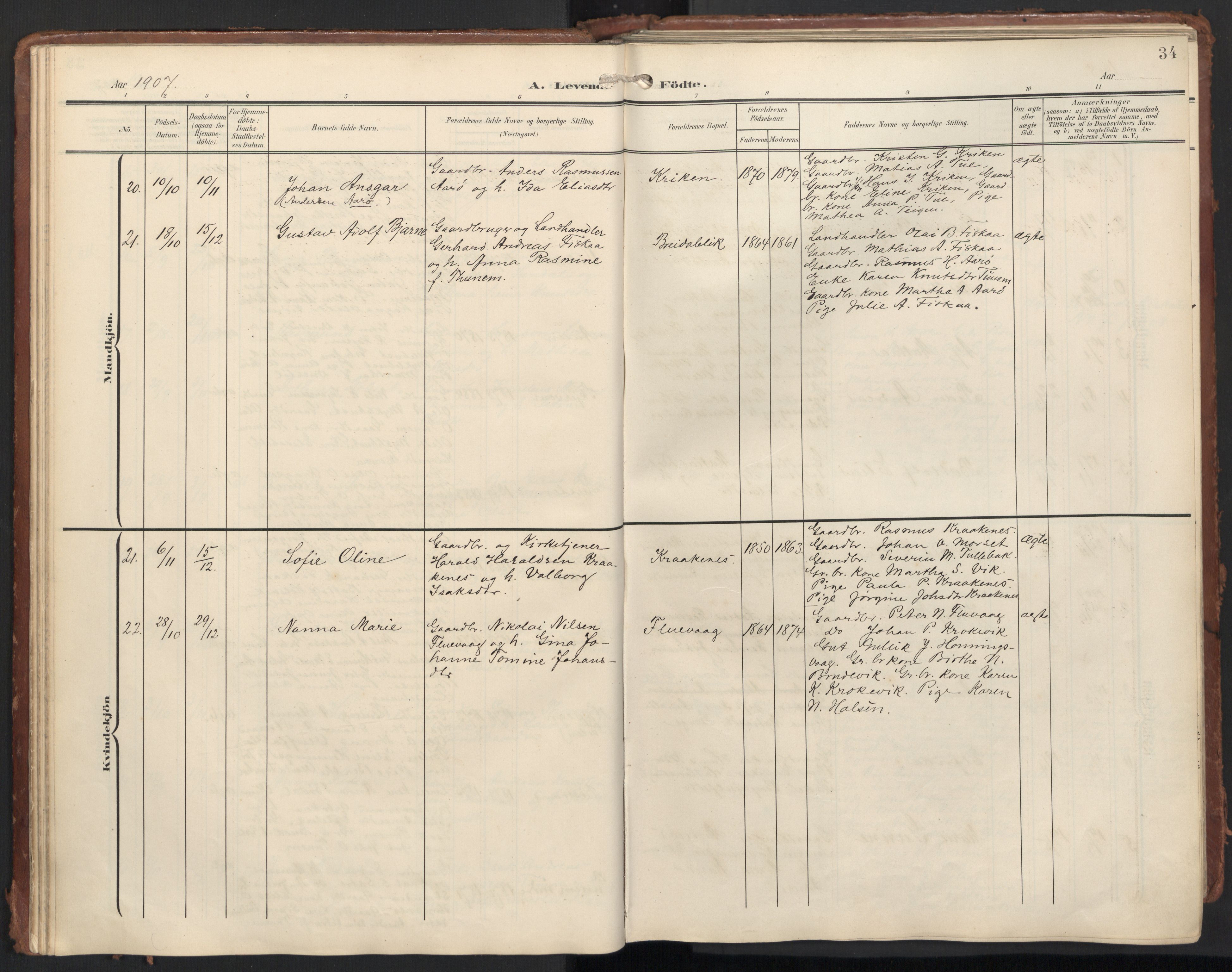 Ministerialprotokoller, klokkerbøker og fødselsregistre - Møre og Romsdal, AV/SAT-A-1454/501/L0011: Parish register (official) no. 501A11, 1902-1919, p. 34