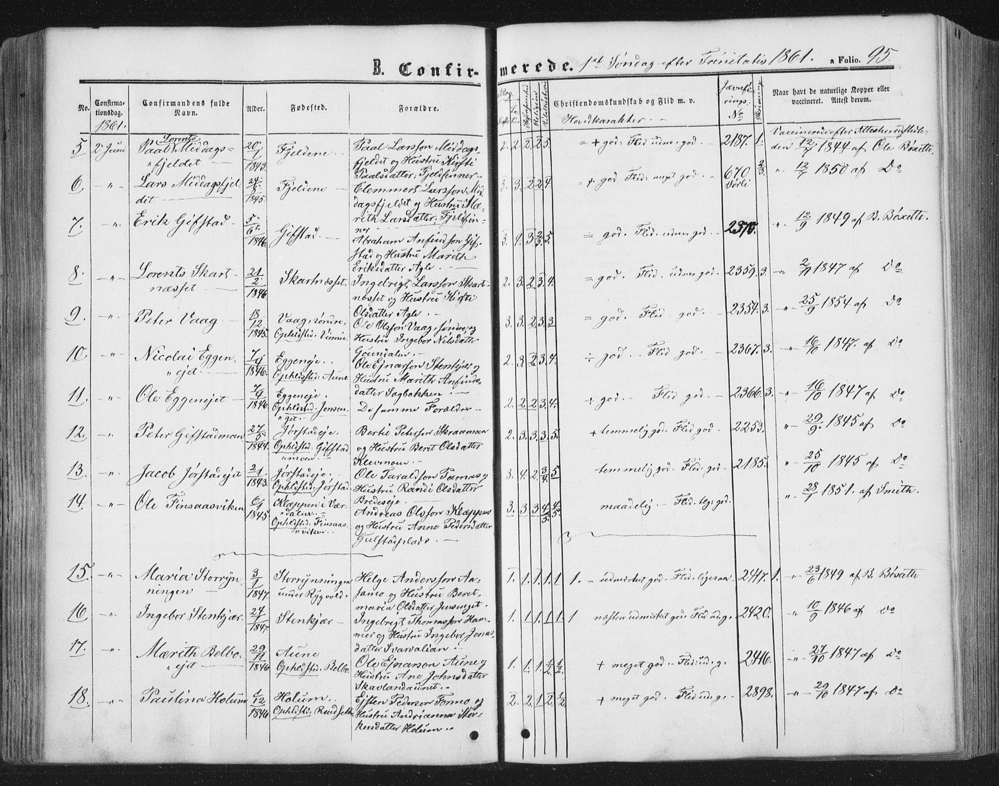 Ministerialprotokoller, klokkerbøker og fødselsregistre - Nord-Trøndelag, SAT/A-1458/749/L0472: Parish register (official) no. 749A06, 1857-1873, p. 95