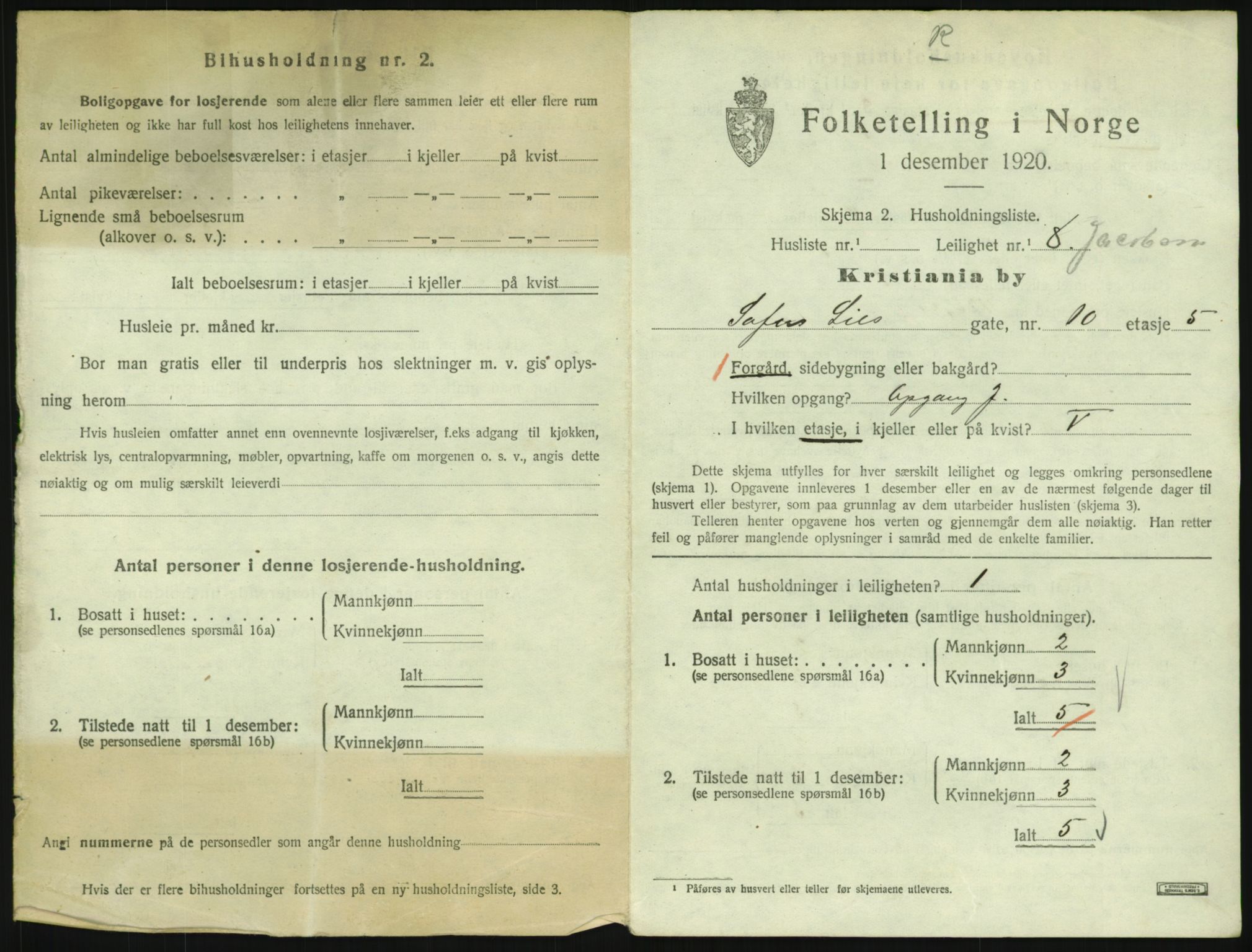 SAO, 1920 census for Kristiania, 1920, p. 100077