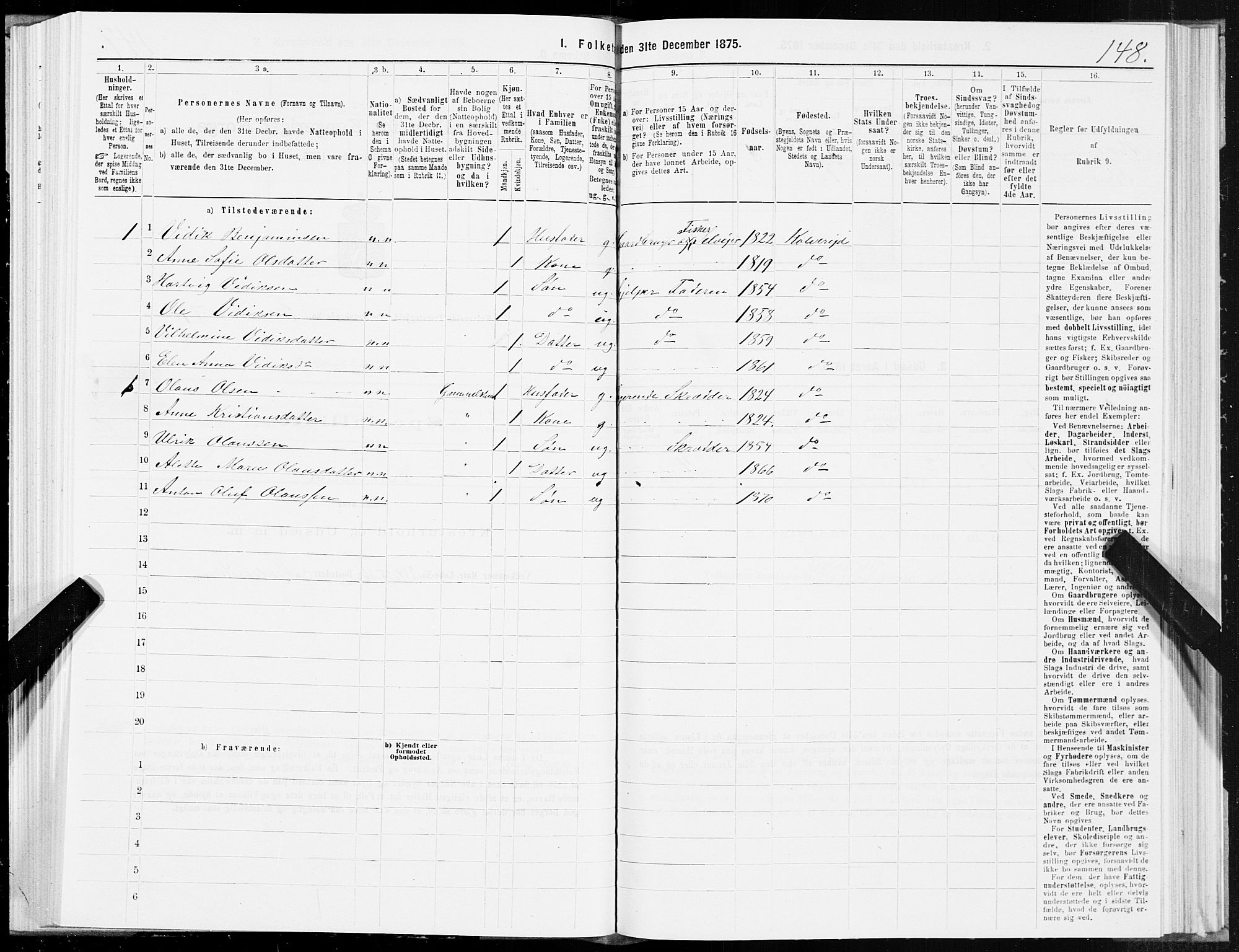 SAT, 1875 census for 1752P Kolvereid, 1875, p. 2148