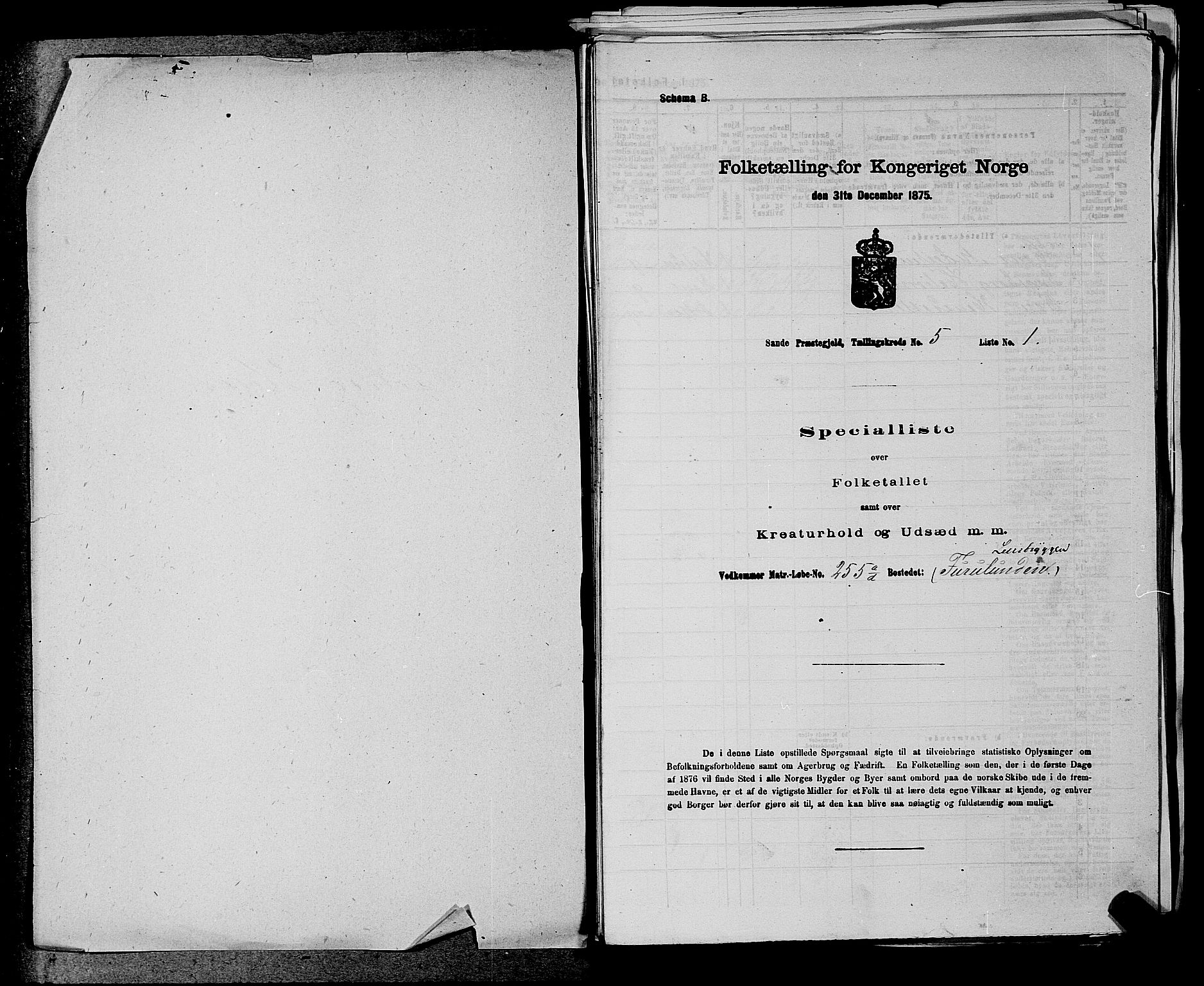 SAKO, 1875 census for 0713P Sande, 1875, p. 1020