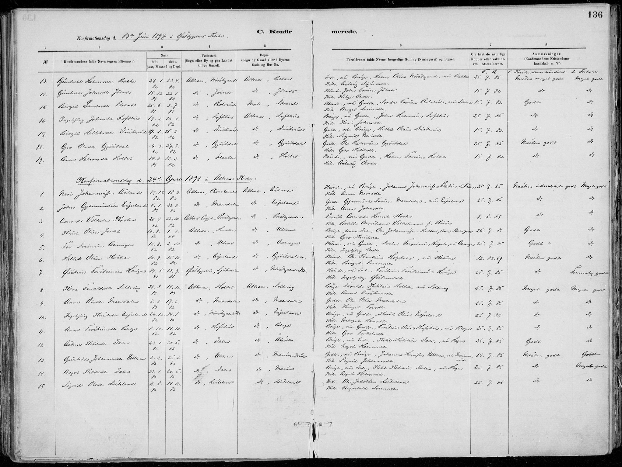 Tinn kirkebøker, SAKO/A-308/F/Fa/L0007: Parish register (official) no. I 7, 1878-1922, p. 136
