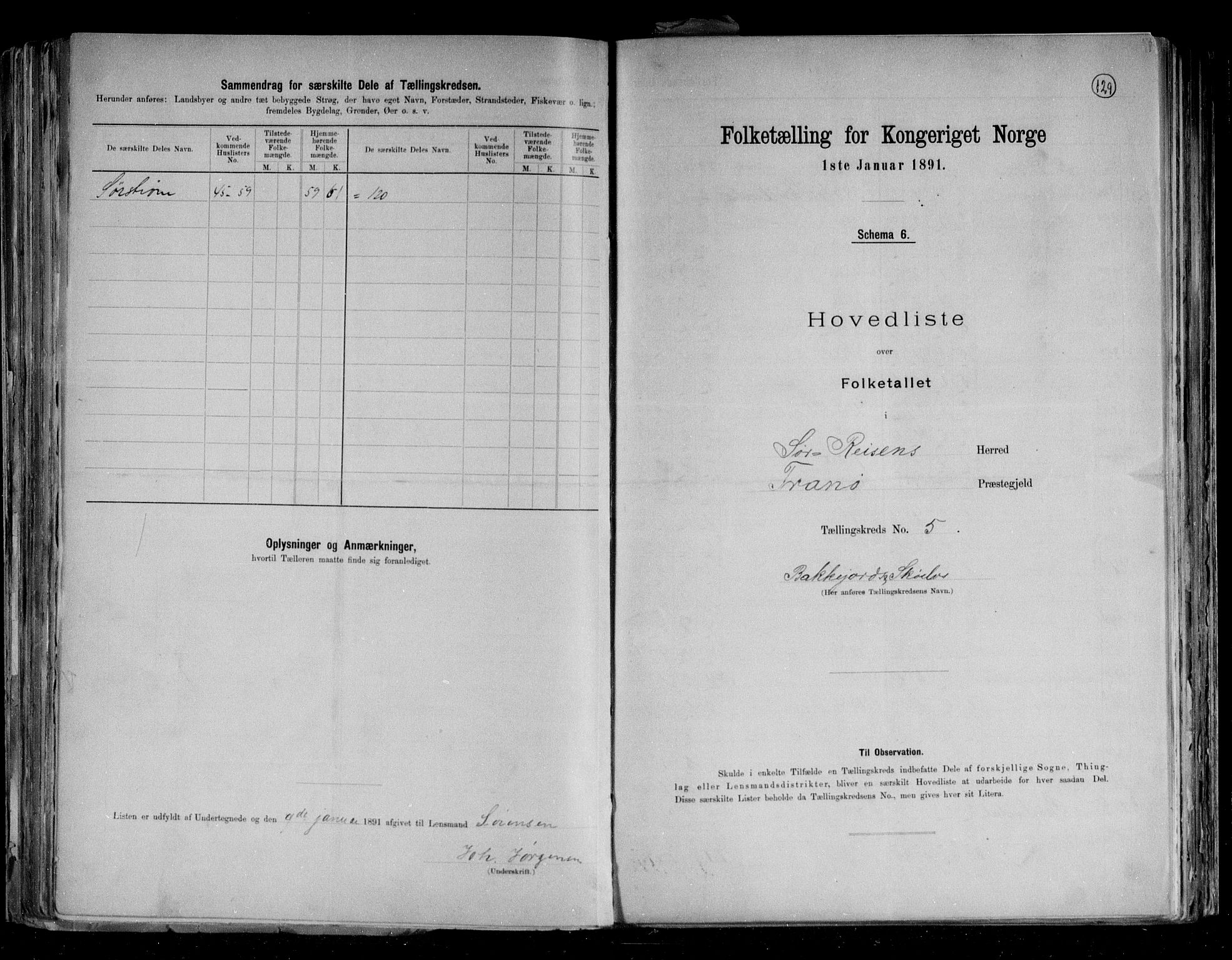 RA, 1891 census for 1925 Sørreisa, 1891, p. 14