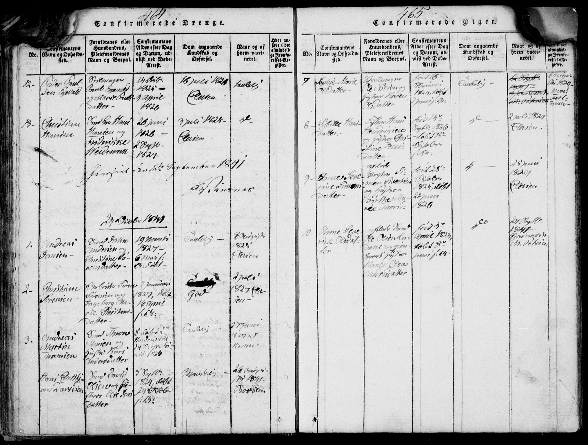 Larvik kirkebøker, AV/SAKO-A-352/F/Fb/L0002: Parish register (official) no. II 2, 1818-1842, p. 464-465
