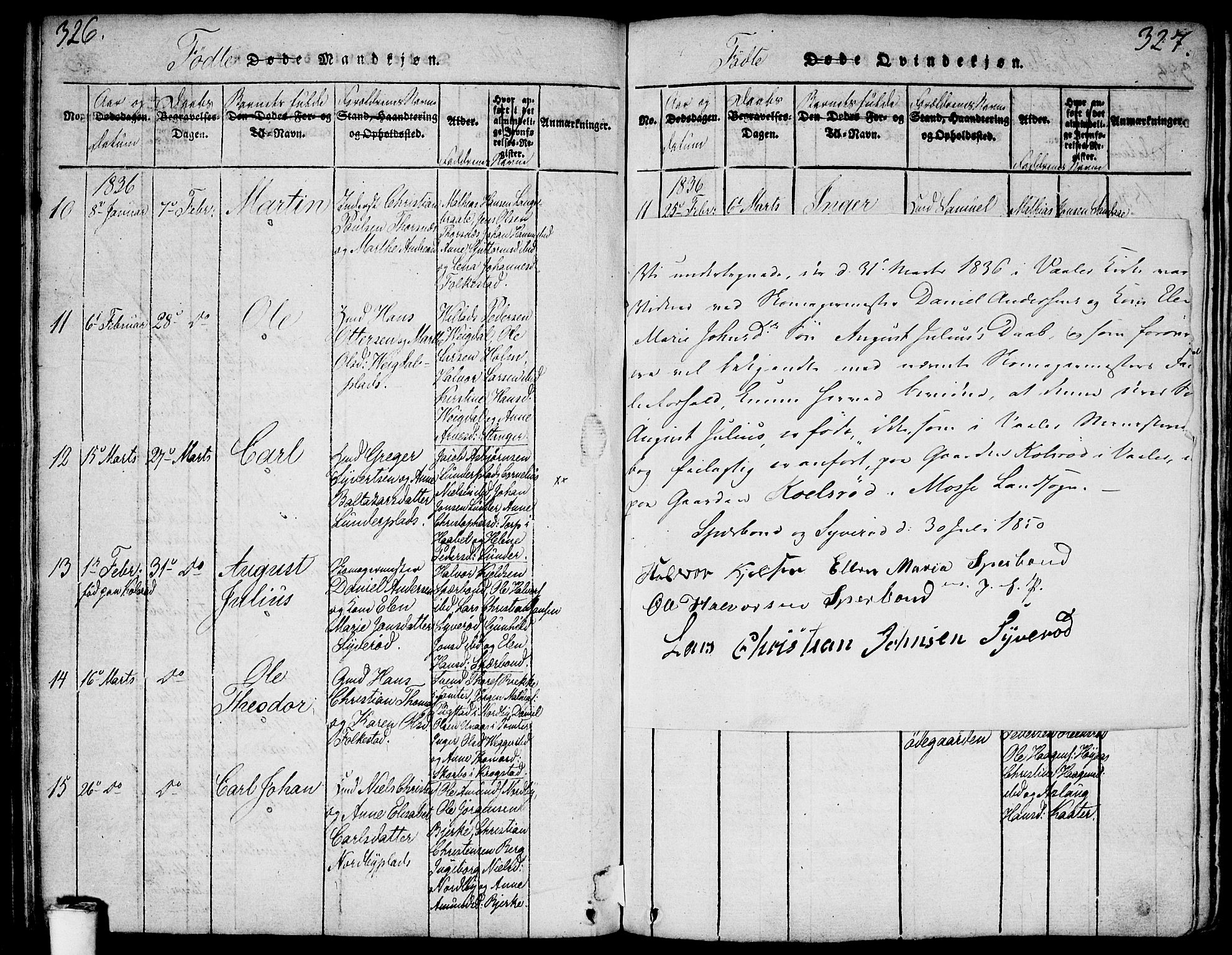 Våler prestekontor Kirkebøker, SAO/A-11083/F/Fa/L0005: Parish register (official) no. I 5, 1815-1839, p. 326-327