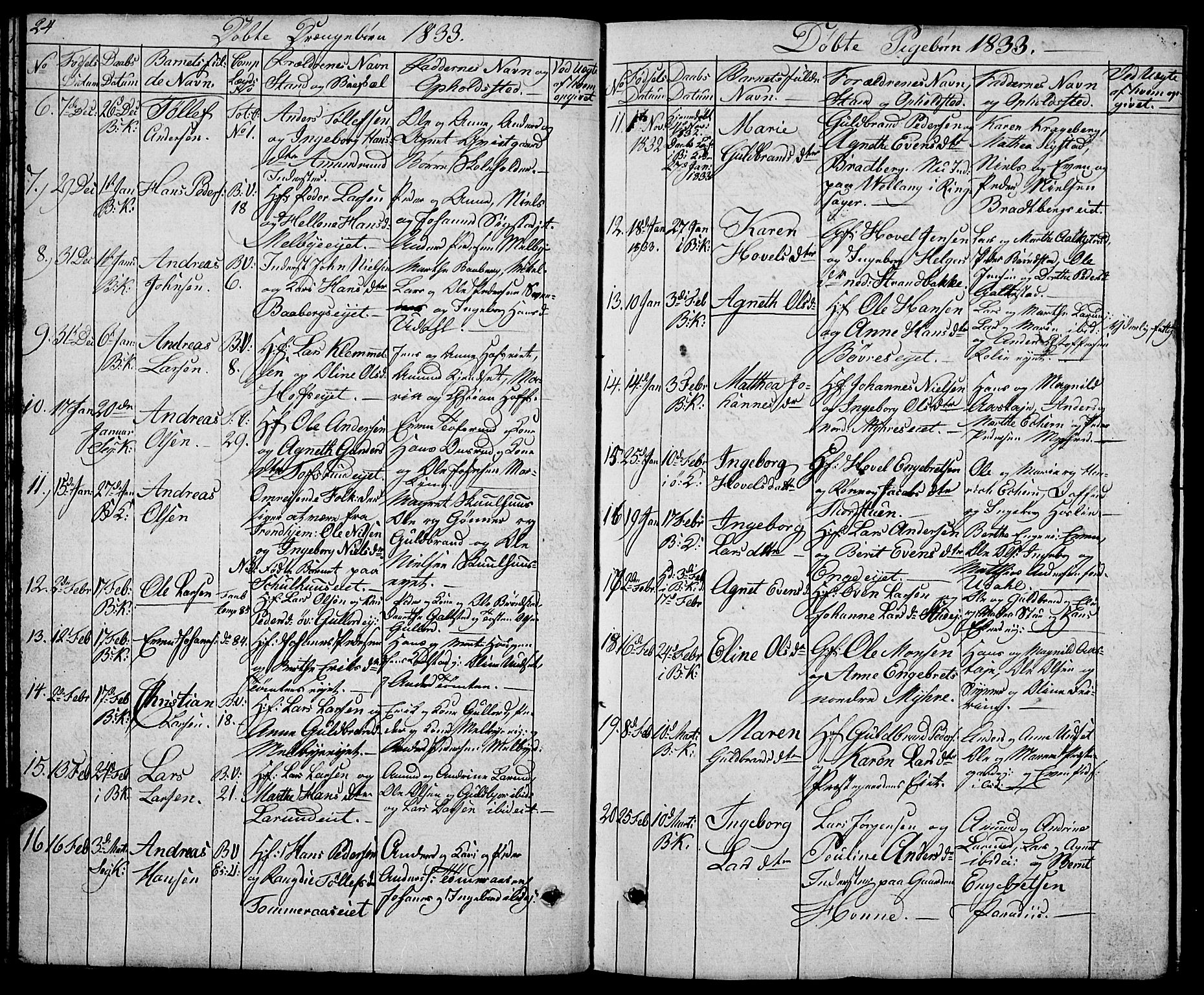 Biri prestekontor, SAH/PREST-096/H/Ha/Hab/L0002: Parish register (copy) no. 2, 1828-1842, p. 24