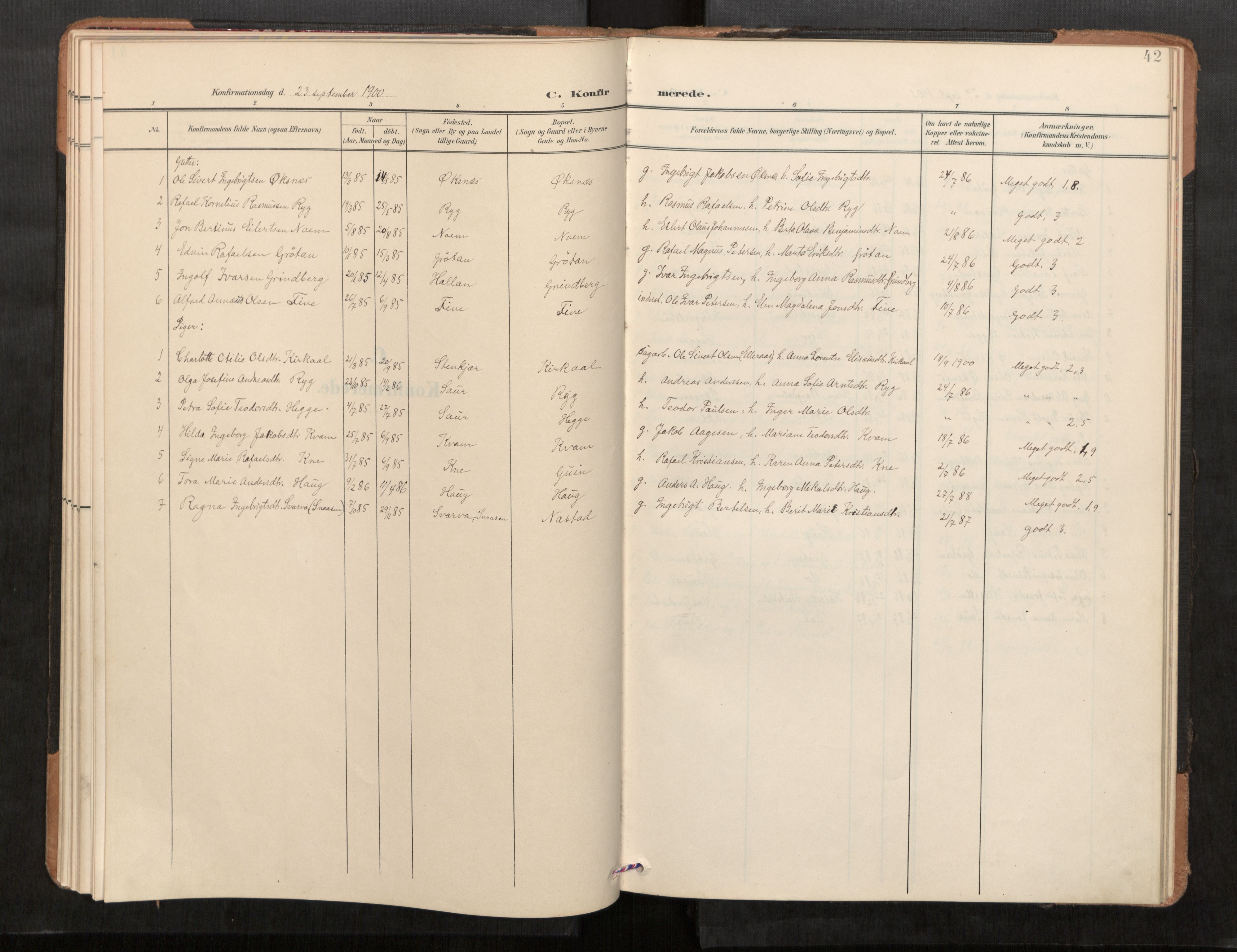 Stod sokneprestkontor, SAT/A-1164/1/I/I1/I1a/L0001: Parish register (official) no. 1, 1900-1912, p. 42