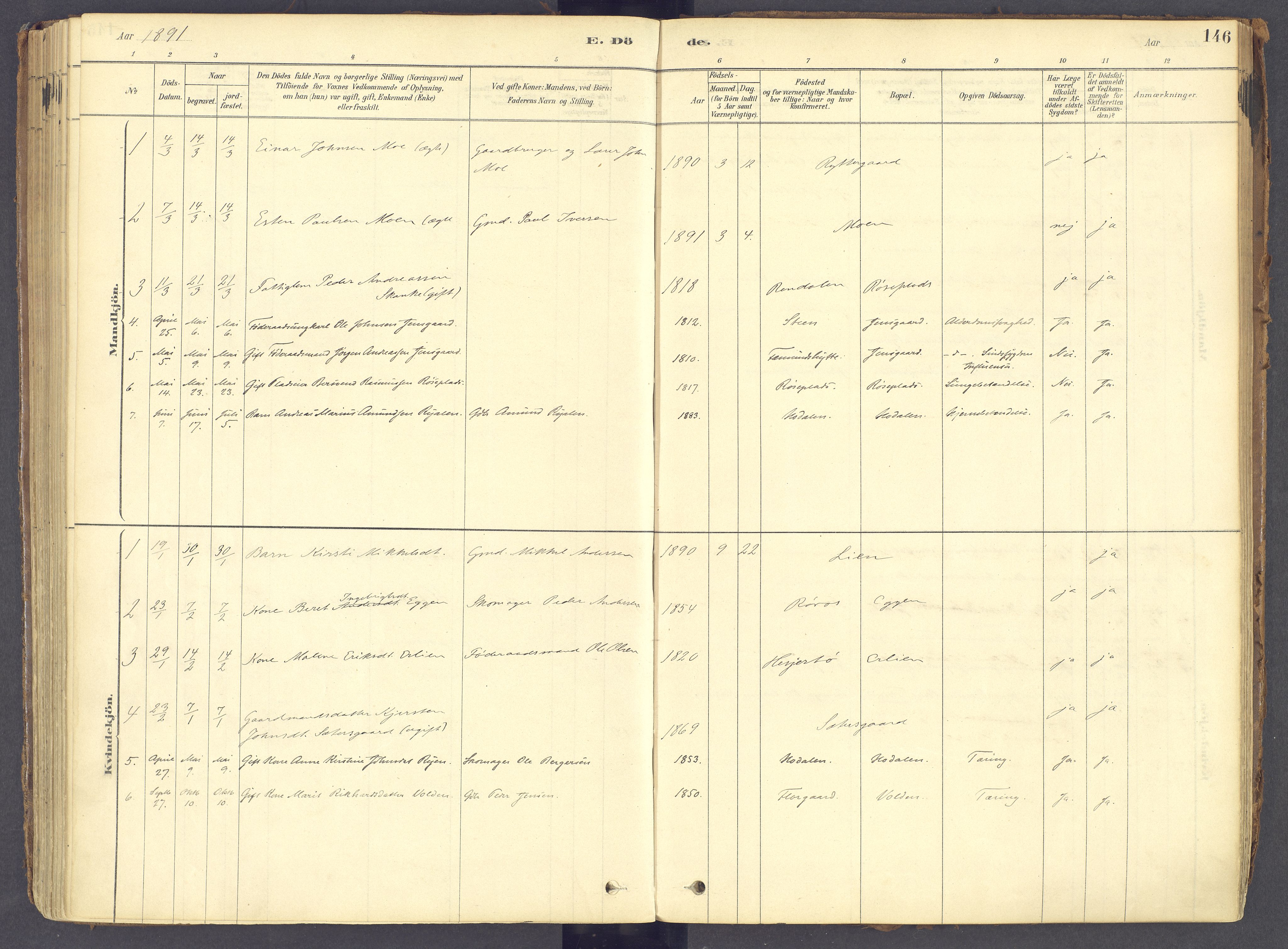 Tolga prestekontor, AV/SAH-PREST-062/K/L0011: Parish register (official) no. 11, 1877-1920, p. 146