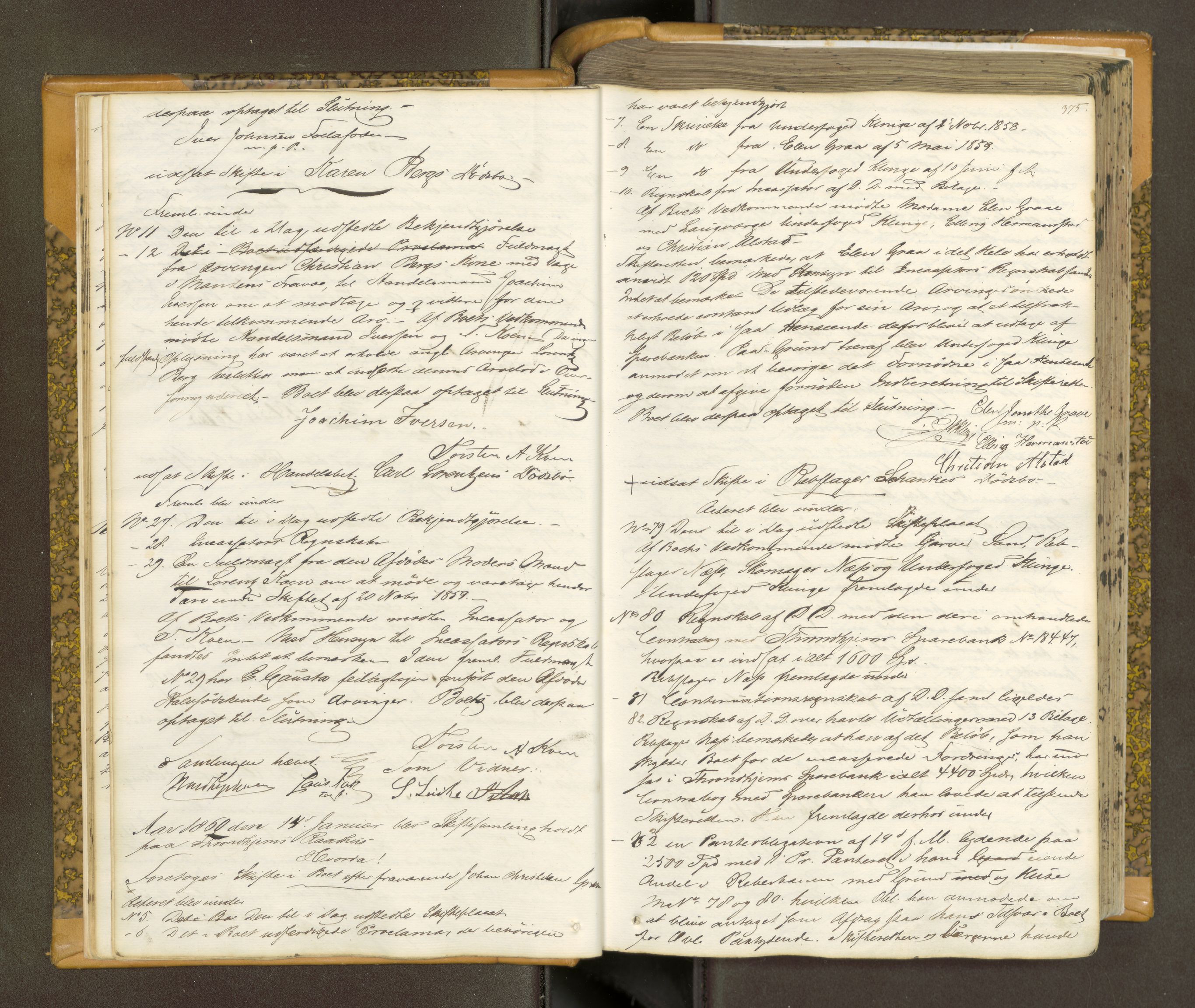 Trondheim byfogd, SAT/A-0003/1/3/3B/L0006: Skiftebehandlingsprotokoll (u/ register)gml.nr.29b. U, 1859-1863, p. 375