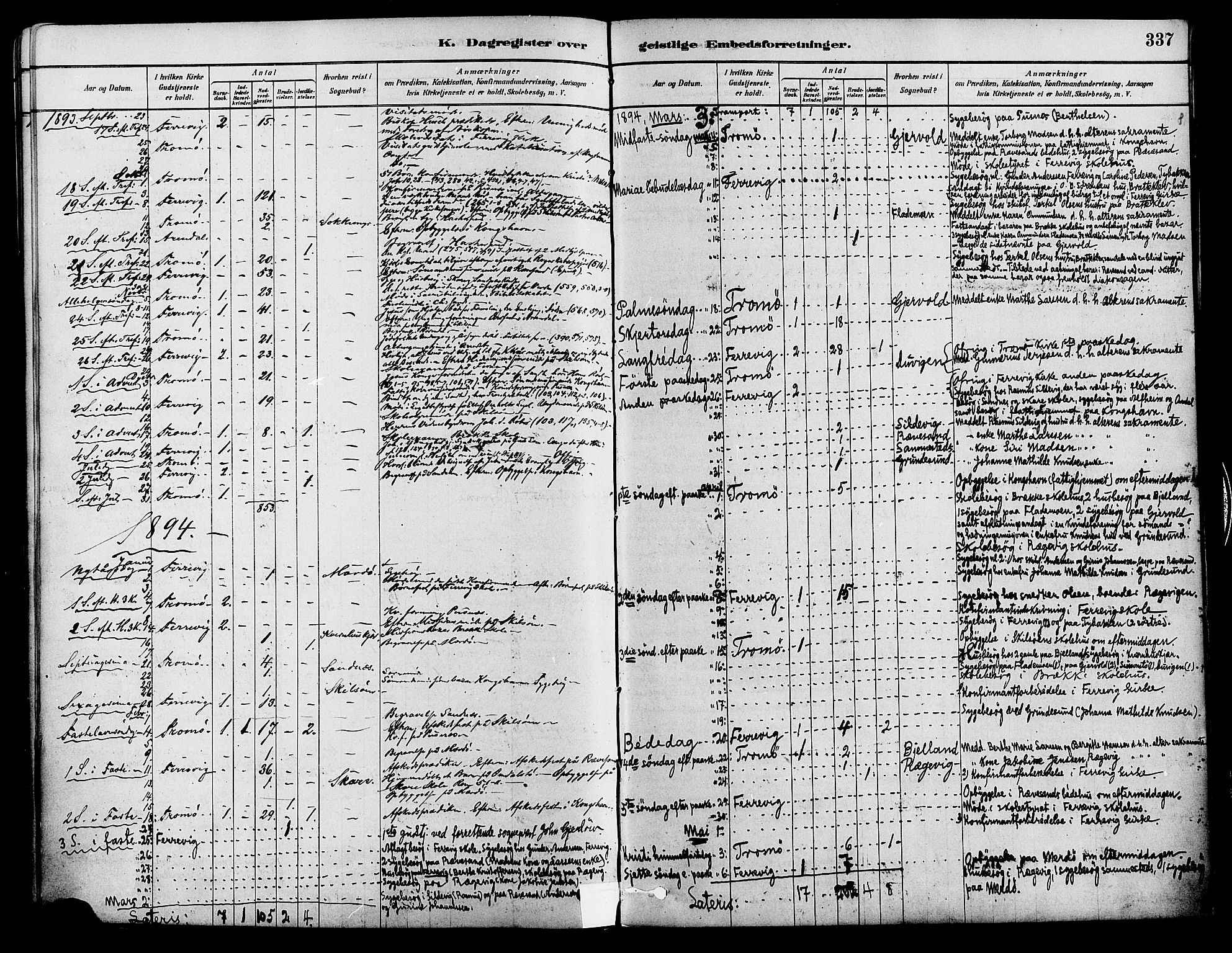 Tromøy sokneprestkontor, AV/SAK-1111-0041/F/Fa/L0009: Parish register (official) no. A 9, 1878-1896, p. 337