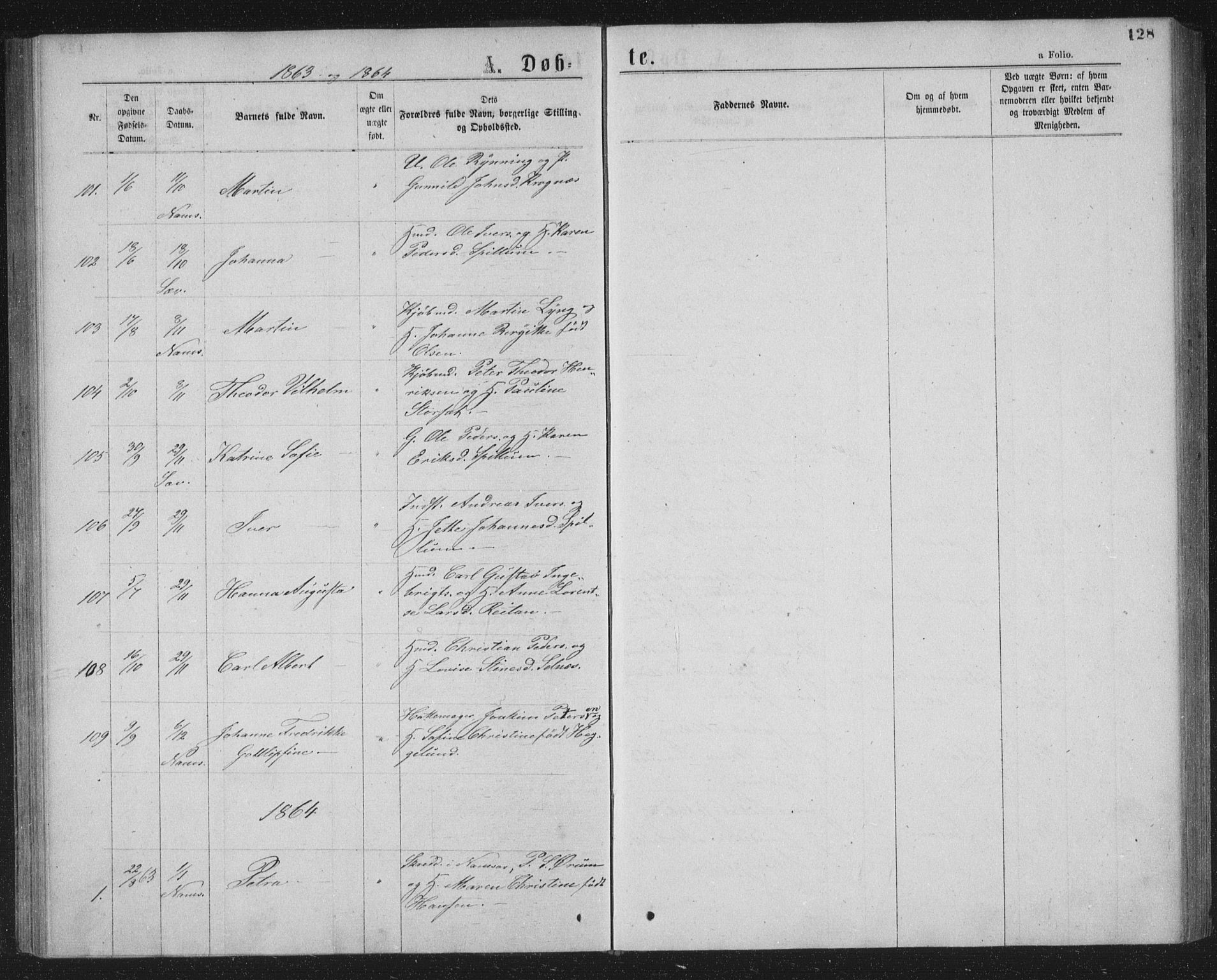 Ministerialprotokoller, klokkerbøker og fødselsregistre - Nord-Trøndelag, AV/SAT-A-1458/768/L0566: Parish register (official) no. 768A01, 1836-1865, p. 128