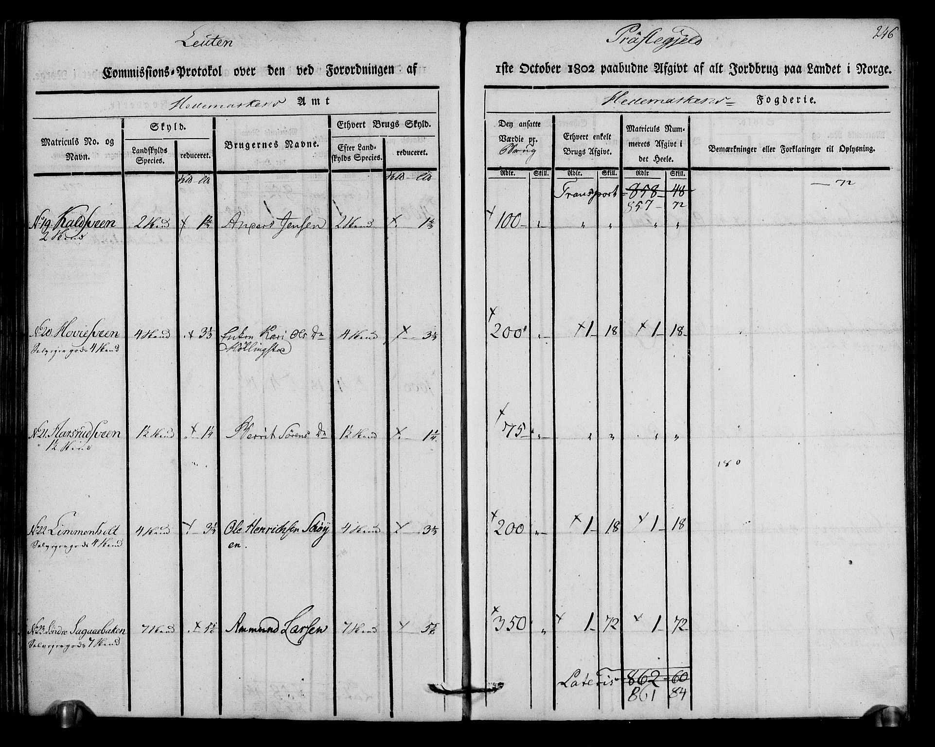 Rentekammeret inntil 1814, Realistisk ordnet avdeling, AV/RA-EA-4070/N/Ne/Nea/L0033: Hedmark fogderi. Kommisjonsprotokoll, 1803, p. 248