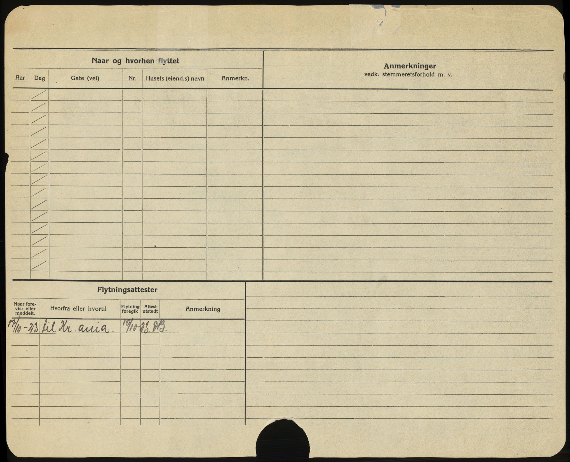 Bærum folkeregister, AV/SAO-A-10504/F/L0002: Utflyttede, 1923