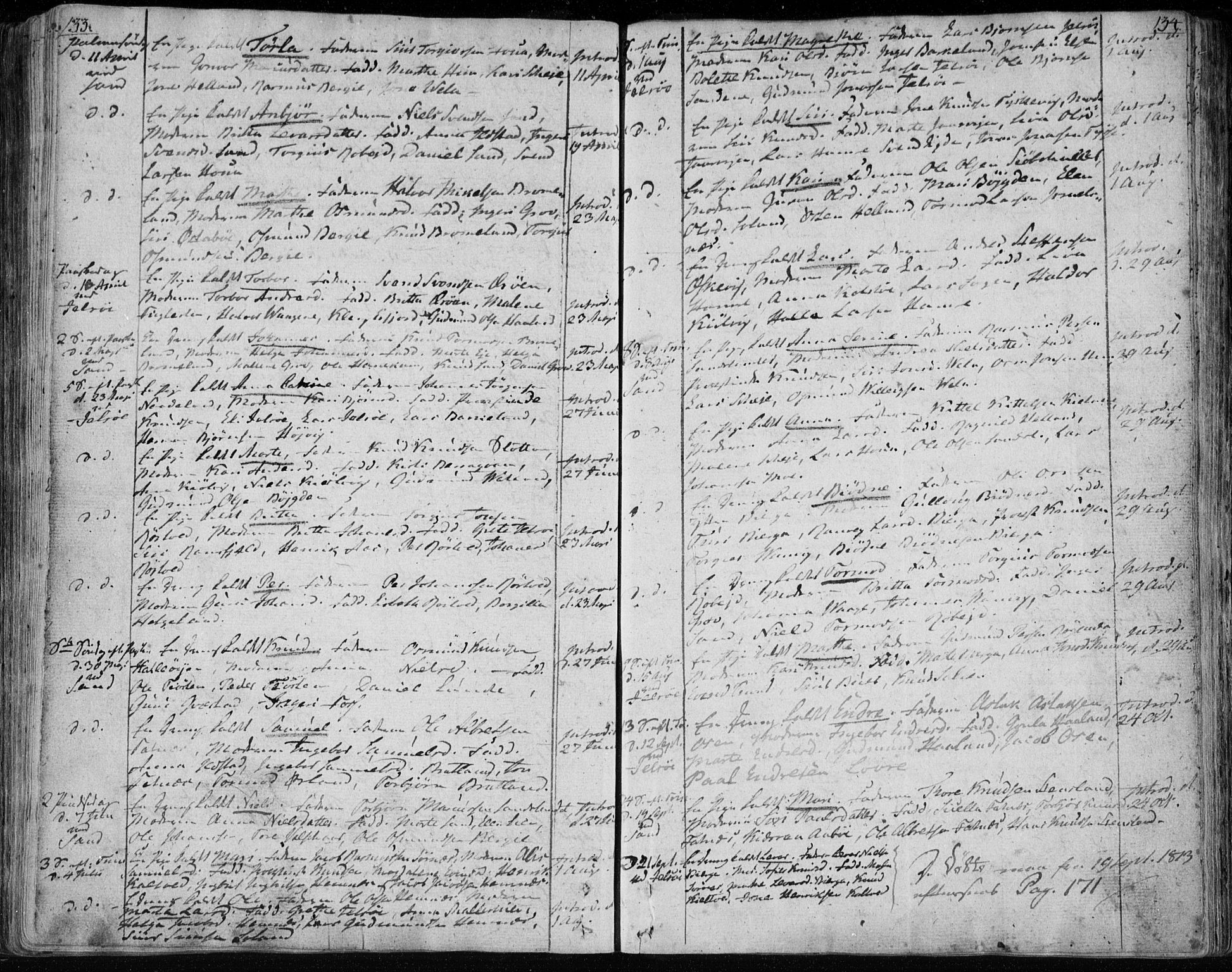 Jelsa sokneprestkontor, SAST/A-101842/01/IV: Parish register (official) no. A 4, 1796-1816, p. 133-134