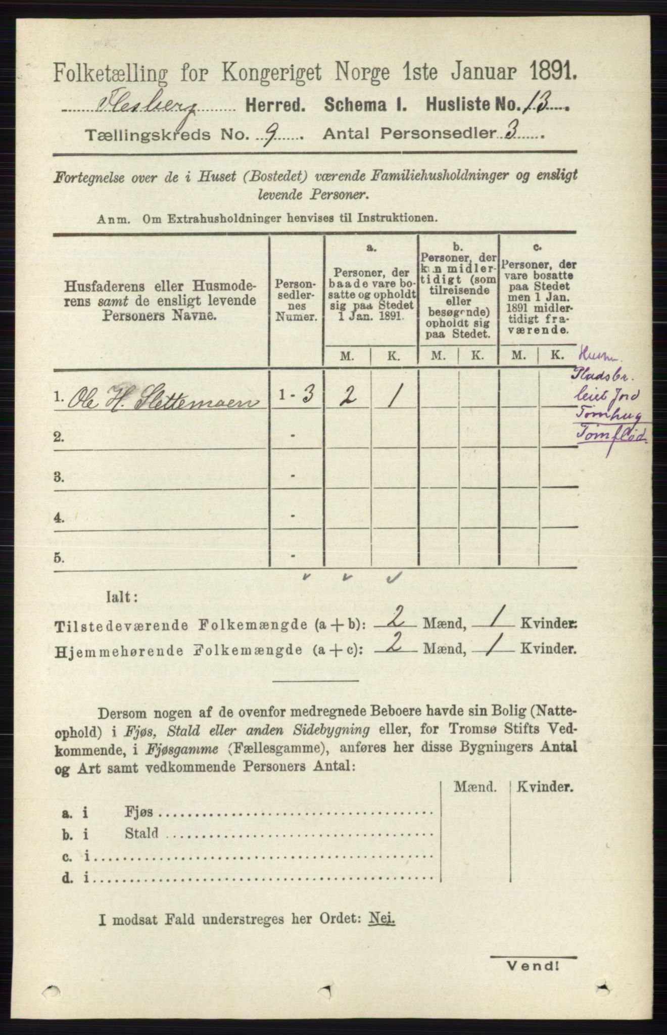 RA, 1891 census for 0631 Flesberg, 1891, p. 1513