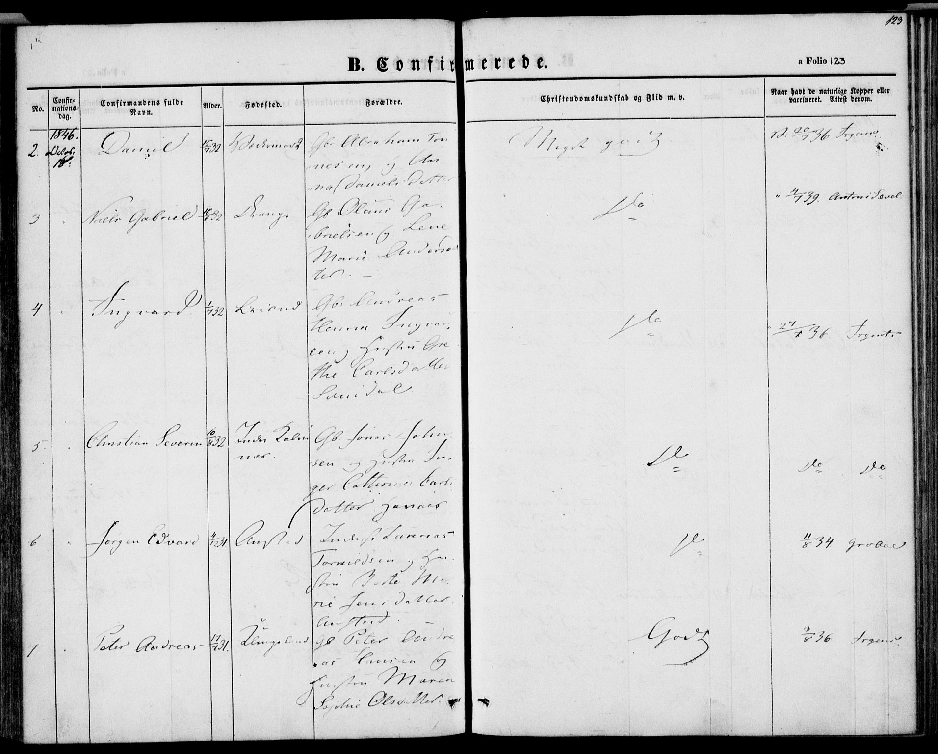 Herad sokneprestkontor, AV/SAK-1111-0018/F/Fa/Faa/L0004: Parish register (official) no. A 4, 1844-1853, p. 123