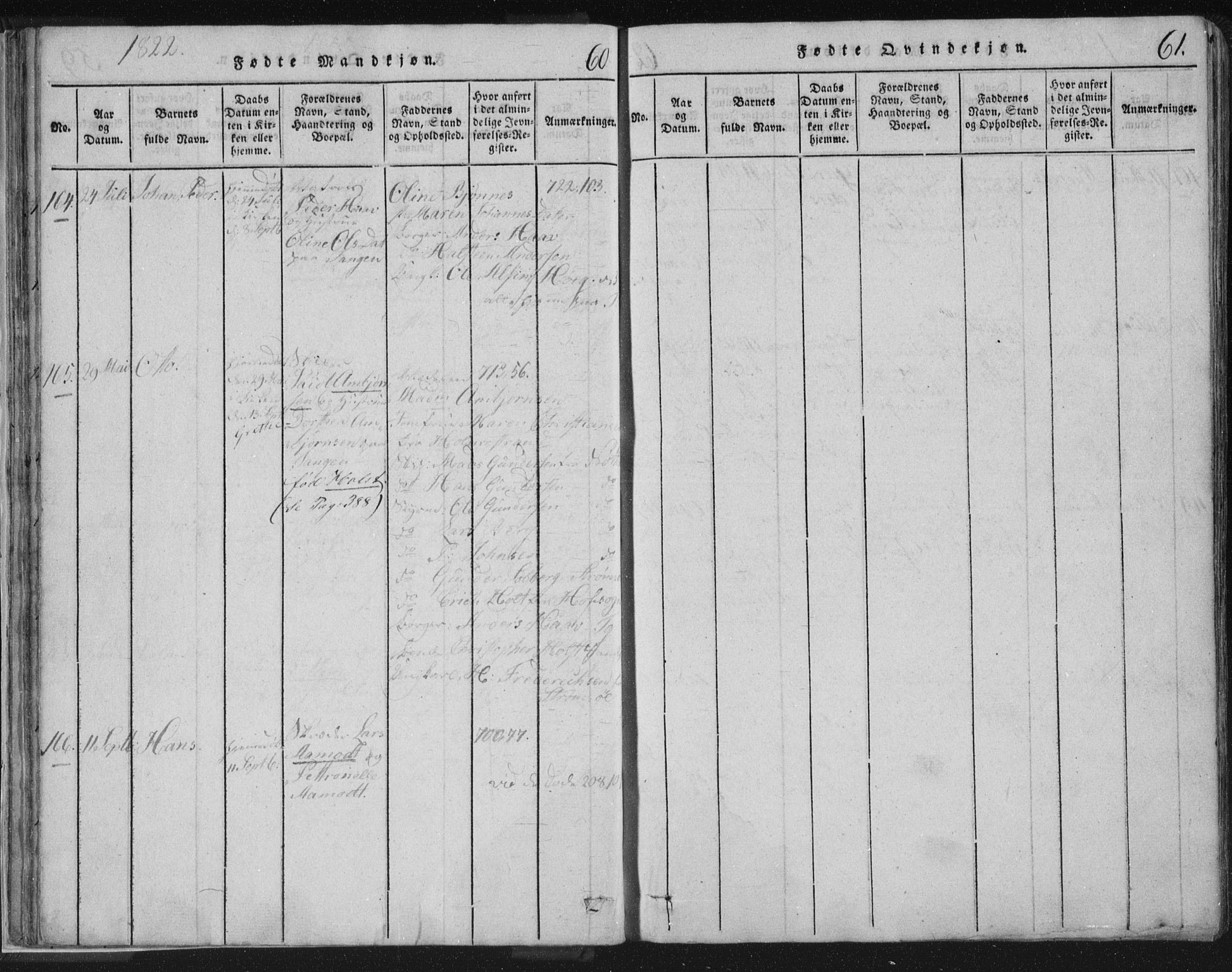 Strømsø kirkebøker, AV/SAKO-A-246/F/Fb/L0004: Parish register (official) no. II 4, 1814-1843, p. 60-61