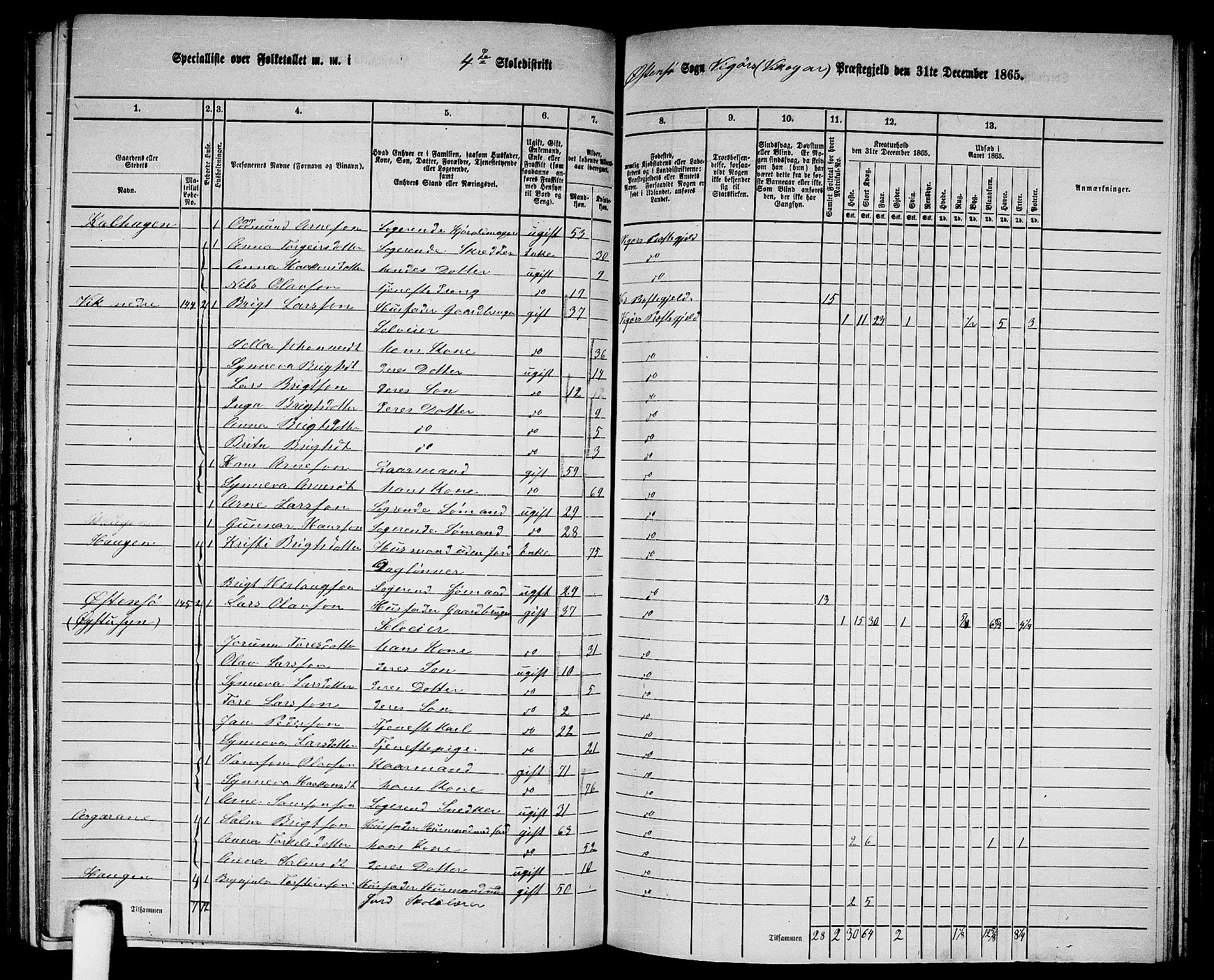 RA, 1865 census for Vikør, 1865, p. 67