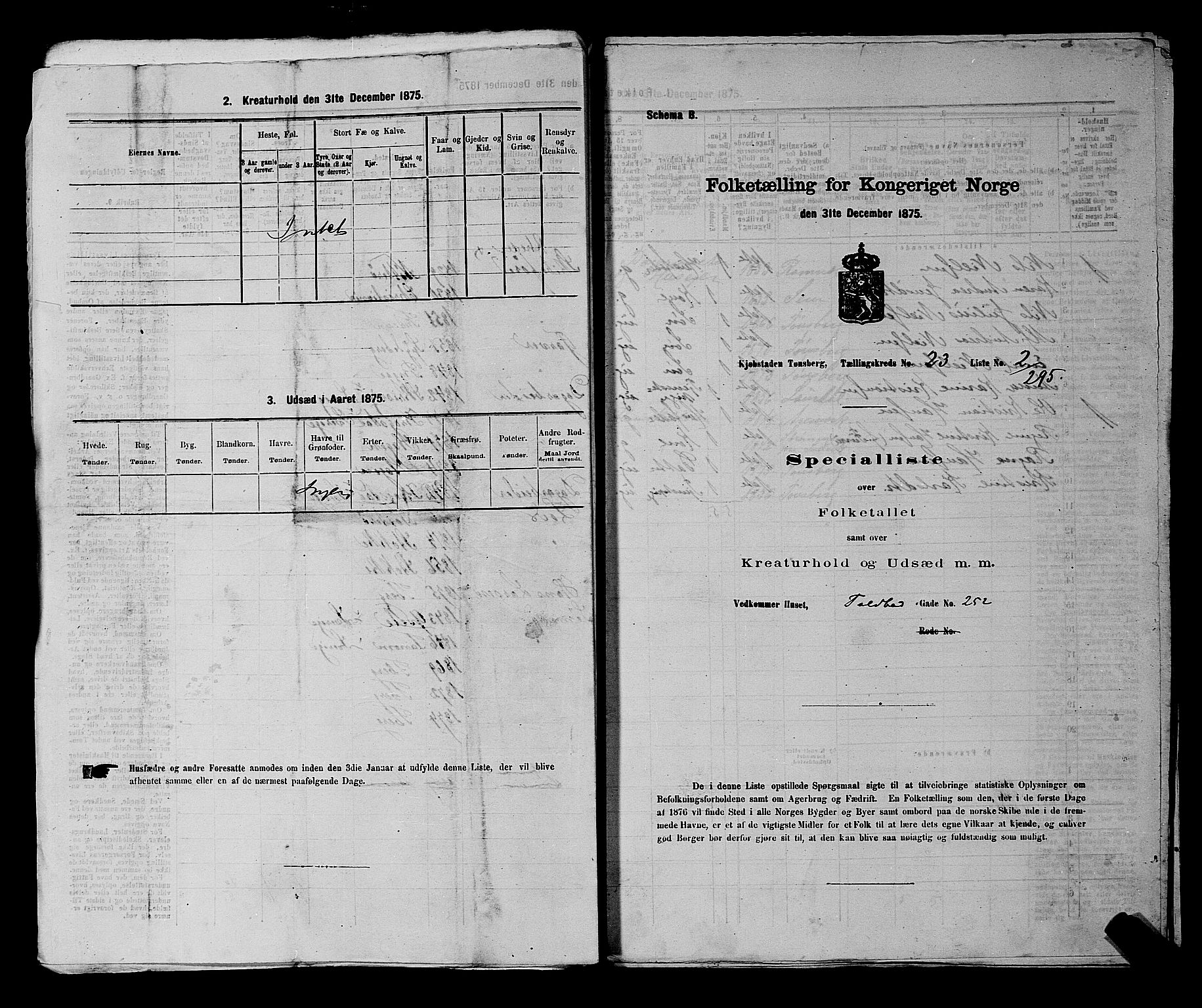 SAKO, 1875 census for 0705P Tønsberg, 1875, p. 725