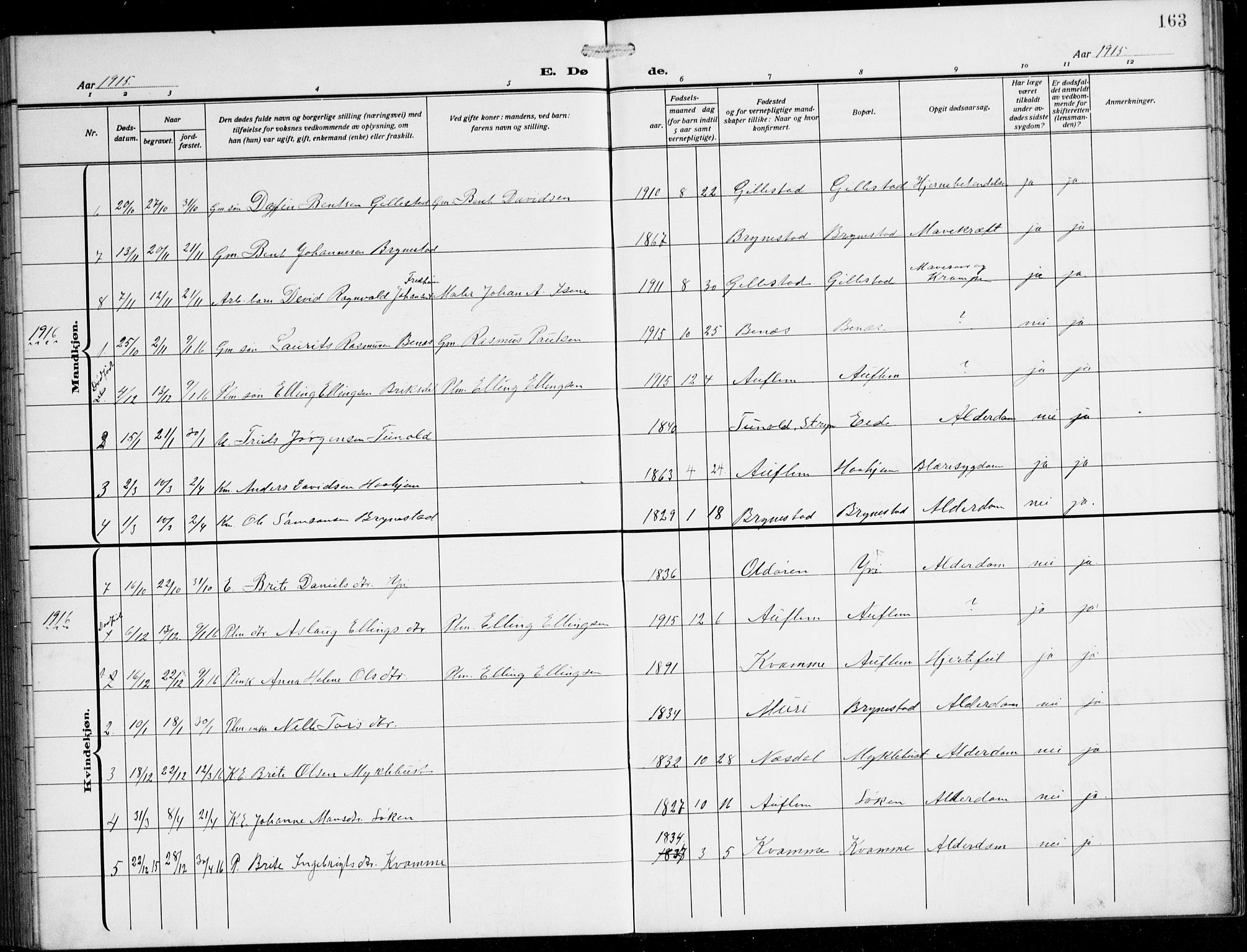 Innvik sokneprestembete, AV/SAB-A-80501: Parish register (copy) no. B 5, 1915-1943, p. 163