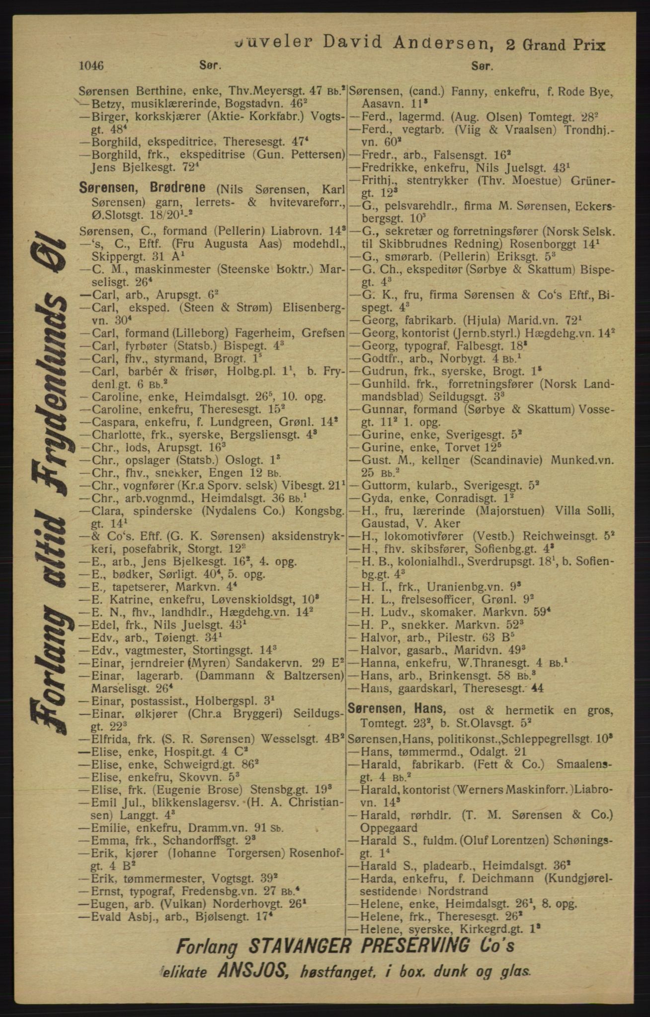 Kristiania/Oslo adressebok, PUBL/-, 1913, p. 1058