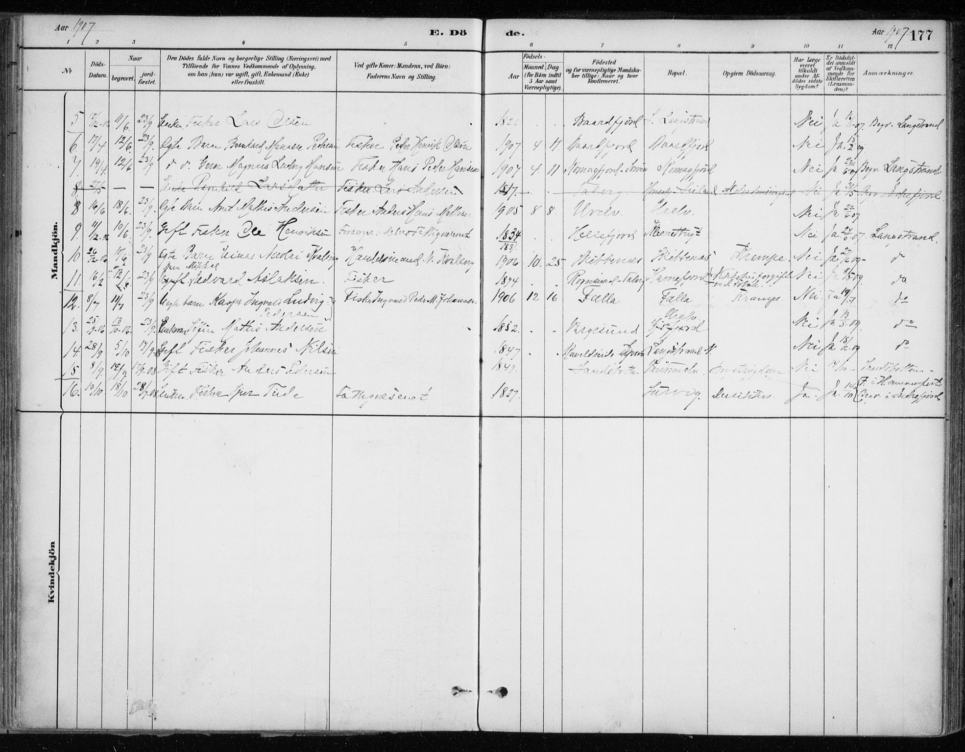 Hammerfest sokneprestkontor, SATØ/S-1347/H/Ha/L0013.kirke: Parish register (official) no. 13, 1898-1917, p. 177