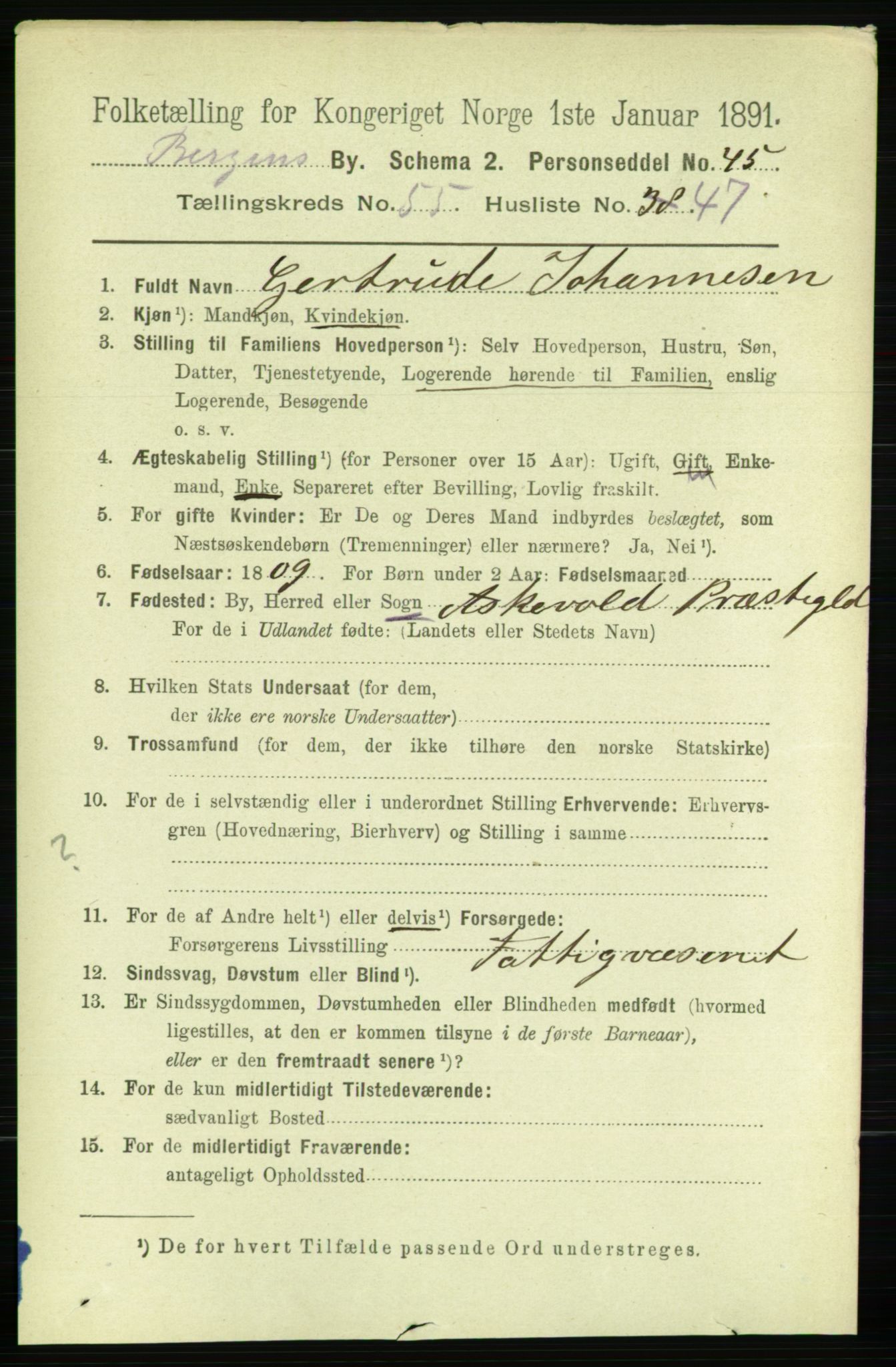 RA, 1891 Census for 1301 Bergen, 1891, p. 64417