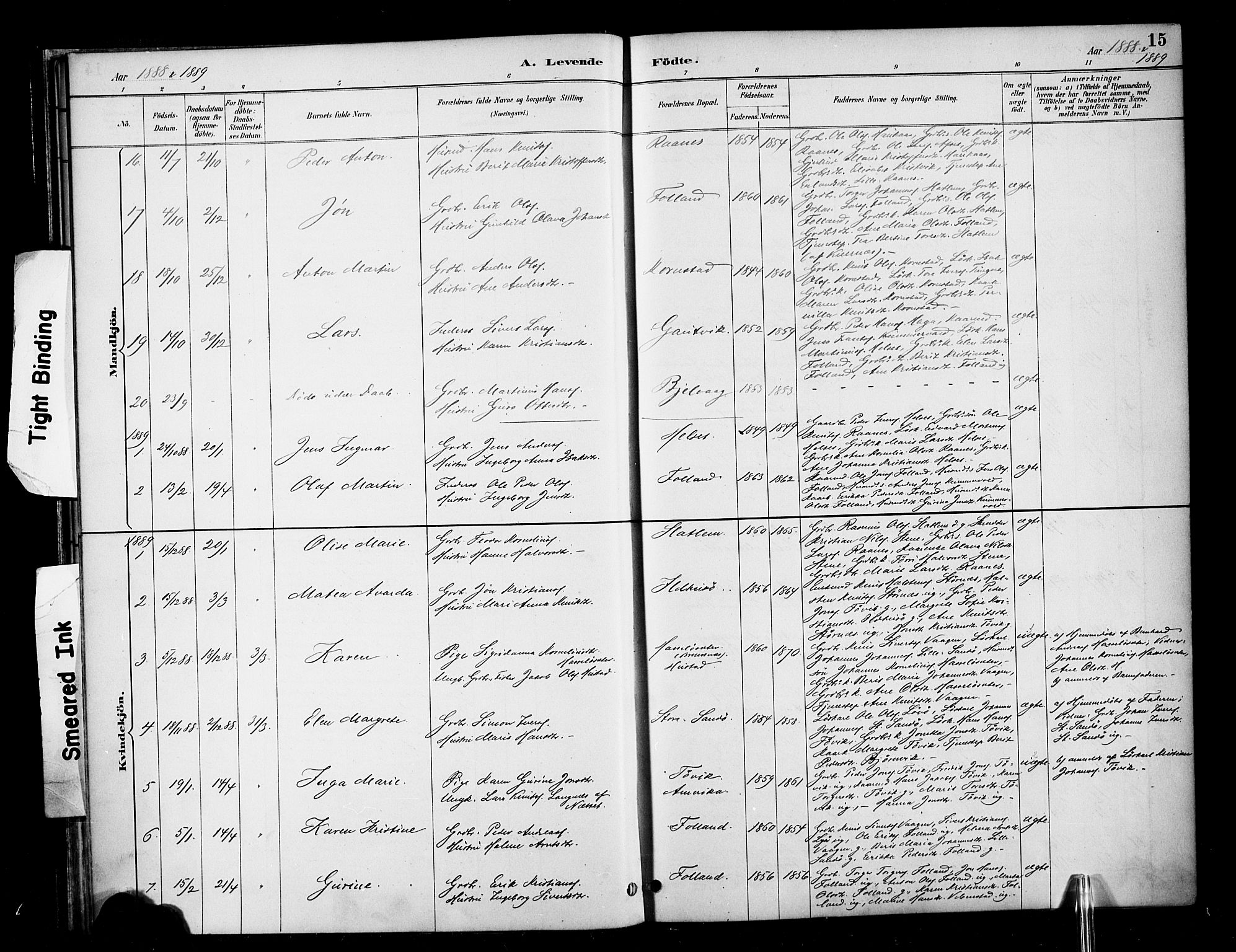 Ministerialprotokoller, klokkerbøker og fødselsregistre - Møre og Romsdal, SAT/A-1454/570/L0832: Parish register (official) no. 570A06, 1885-1900, p. 15