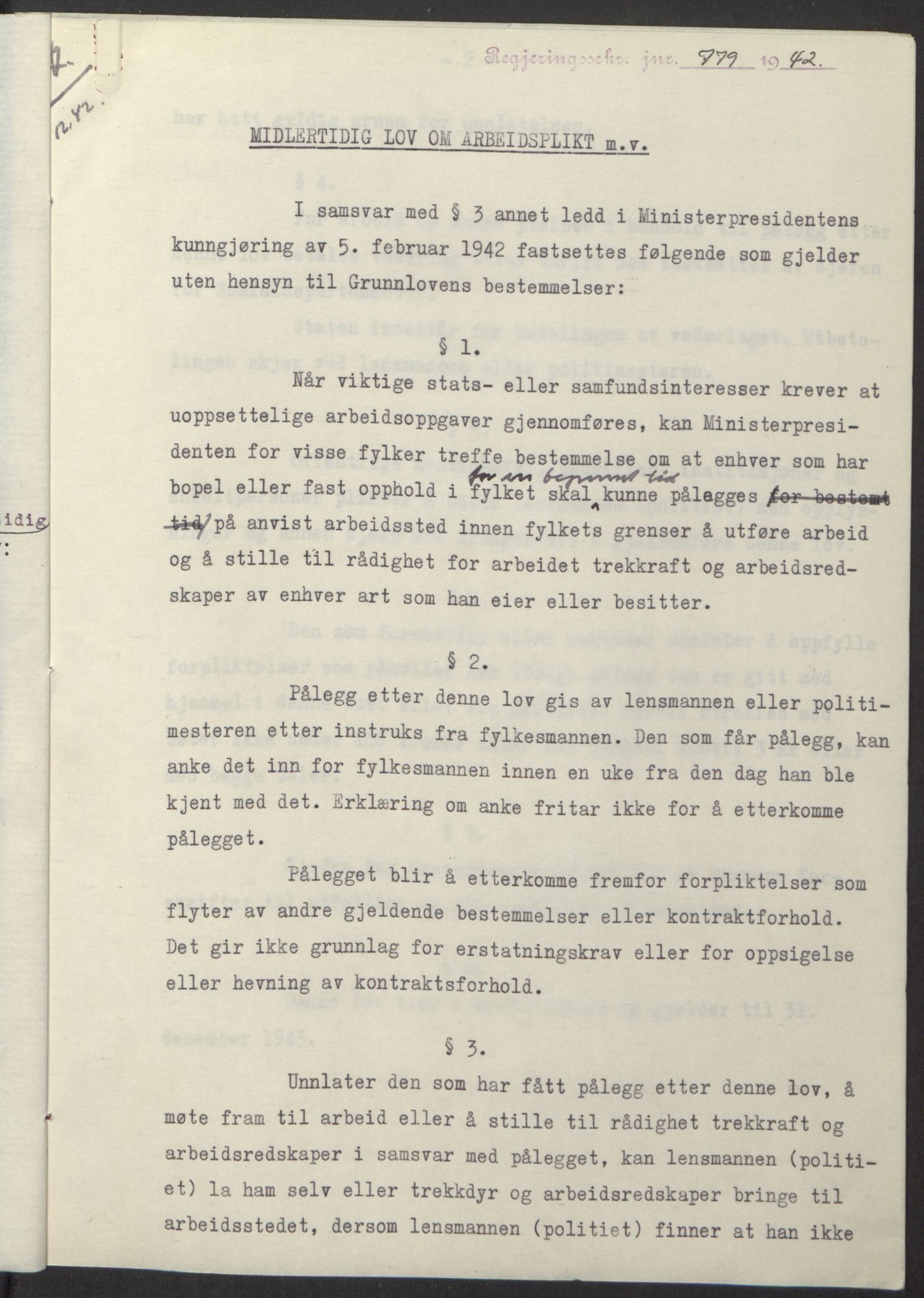 NS-administrasjonen 1940-1945 (Statsrådsekretariatet, de kommisariske statsråder mm), AV/RA-S-4279/D/Db/L0098: Lover II, 1942, p. 570