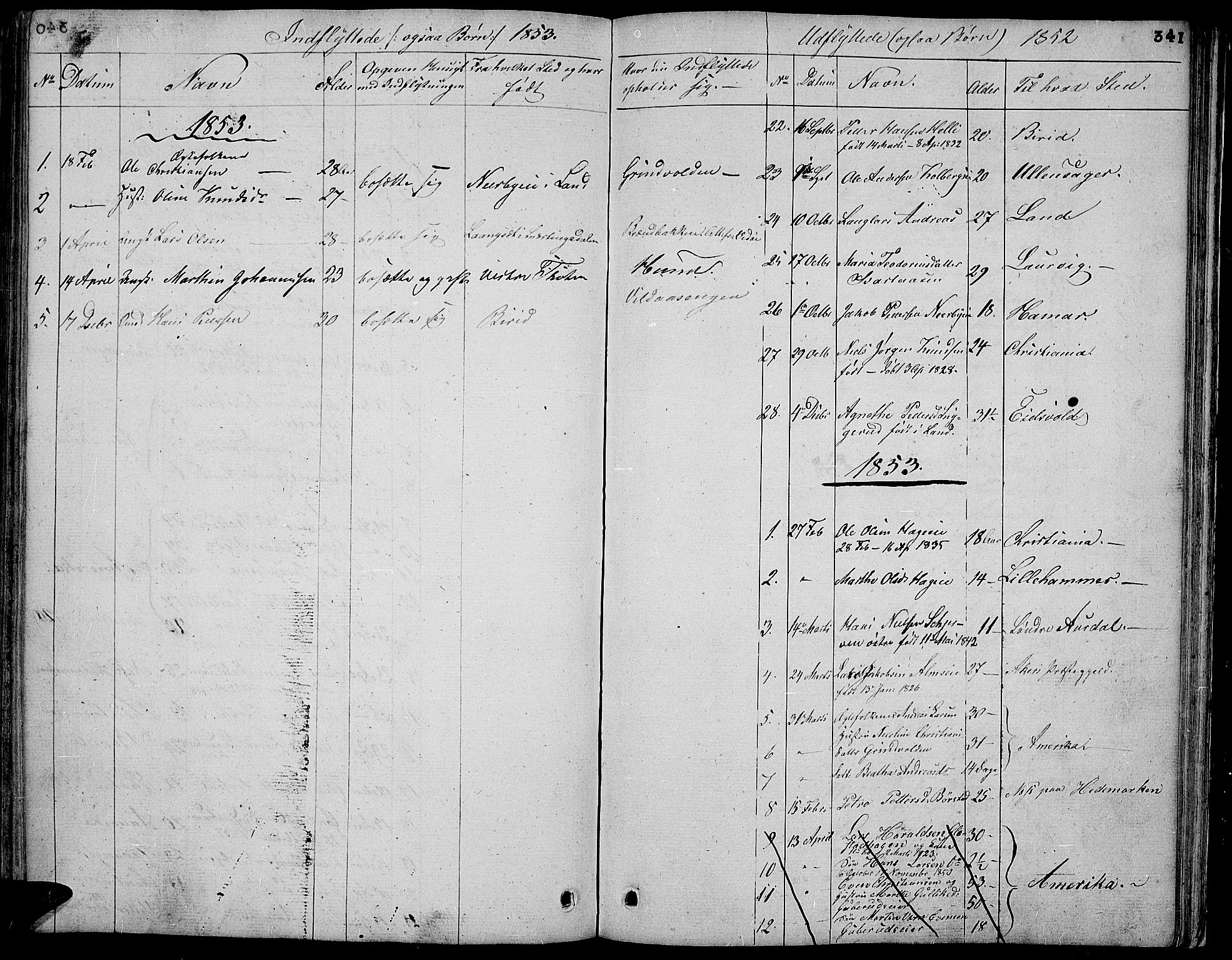 Vardal prestekontor, SAH/PREST-100/H/Ha/Hab/L0004: Parish register (copy) no. 4, 1831-1853, p. 341