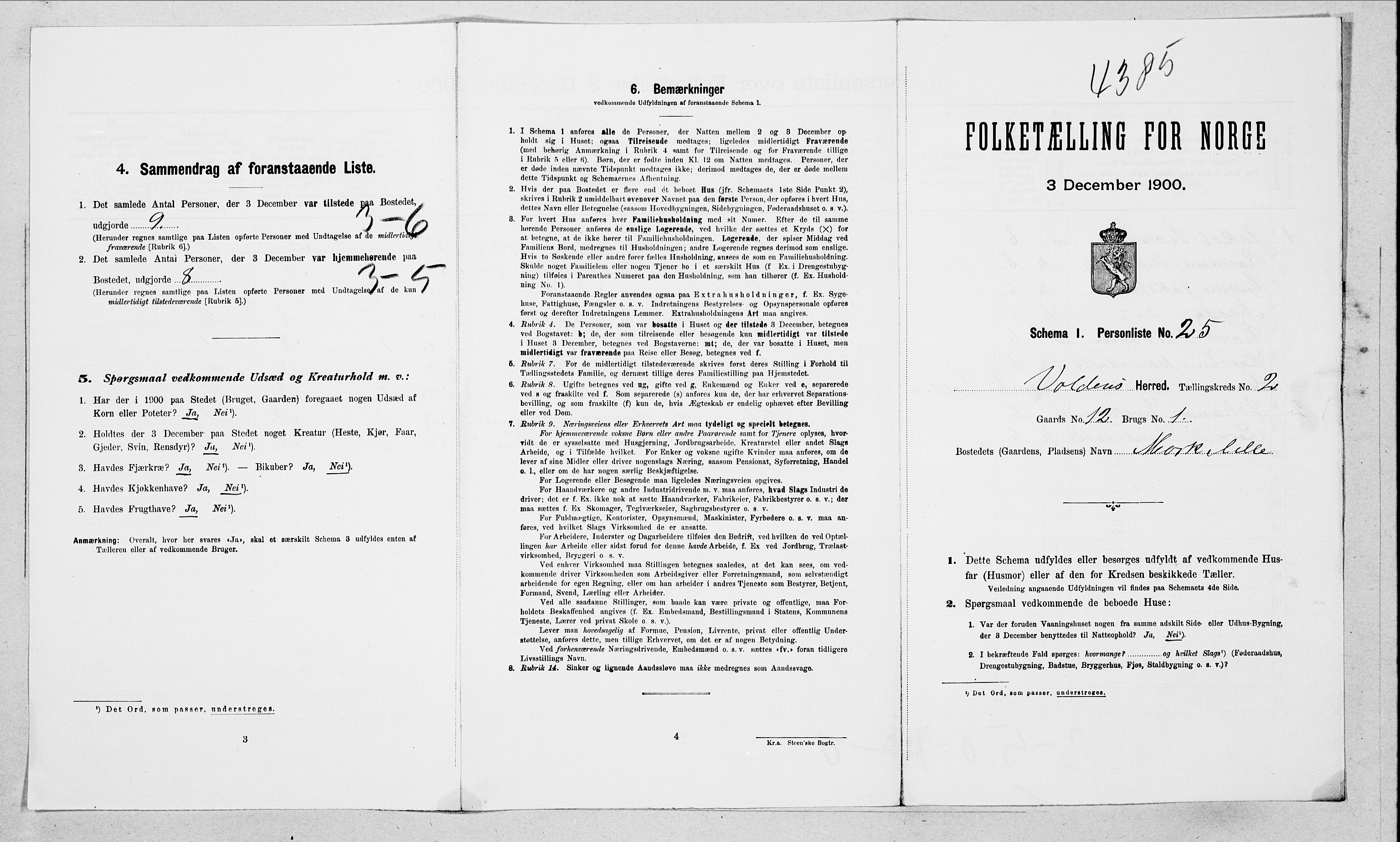 SAT, 1900 census for Volda, 1900, p. 197