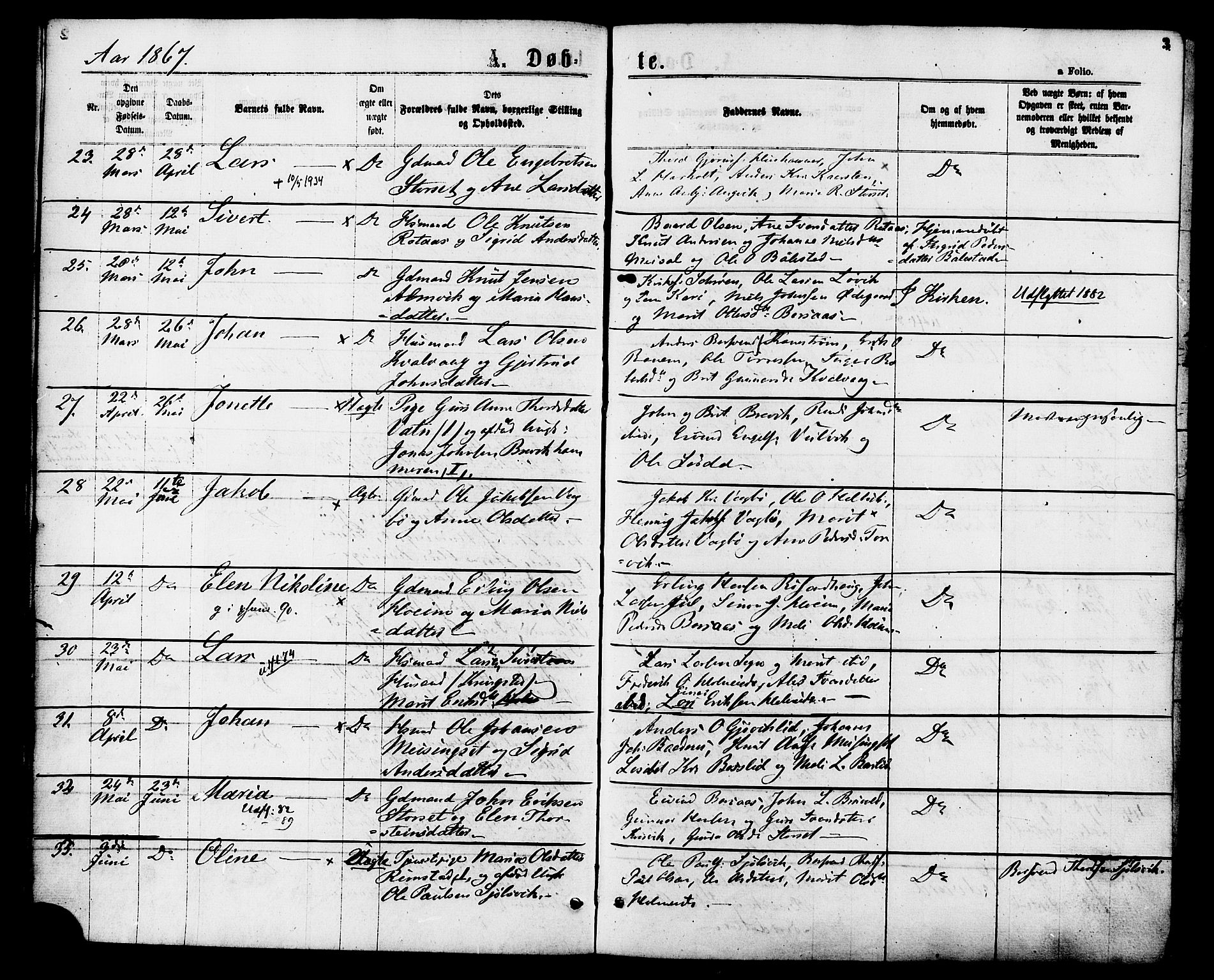 Ministerialprotokoller, klokkerbøker og fødselsregistre - Møre og Romsdal, AV/SAT-A-1454/586/L0986: Parish register (official) no. 586A12, 1867-1878, p. 3