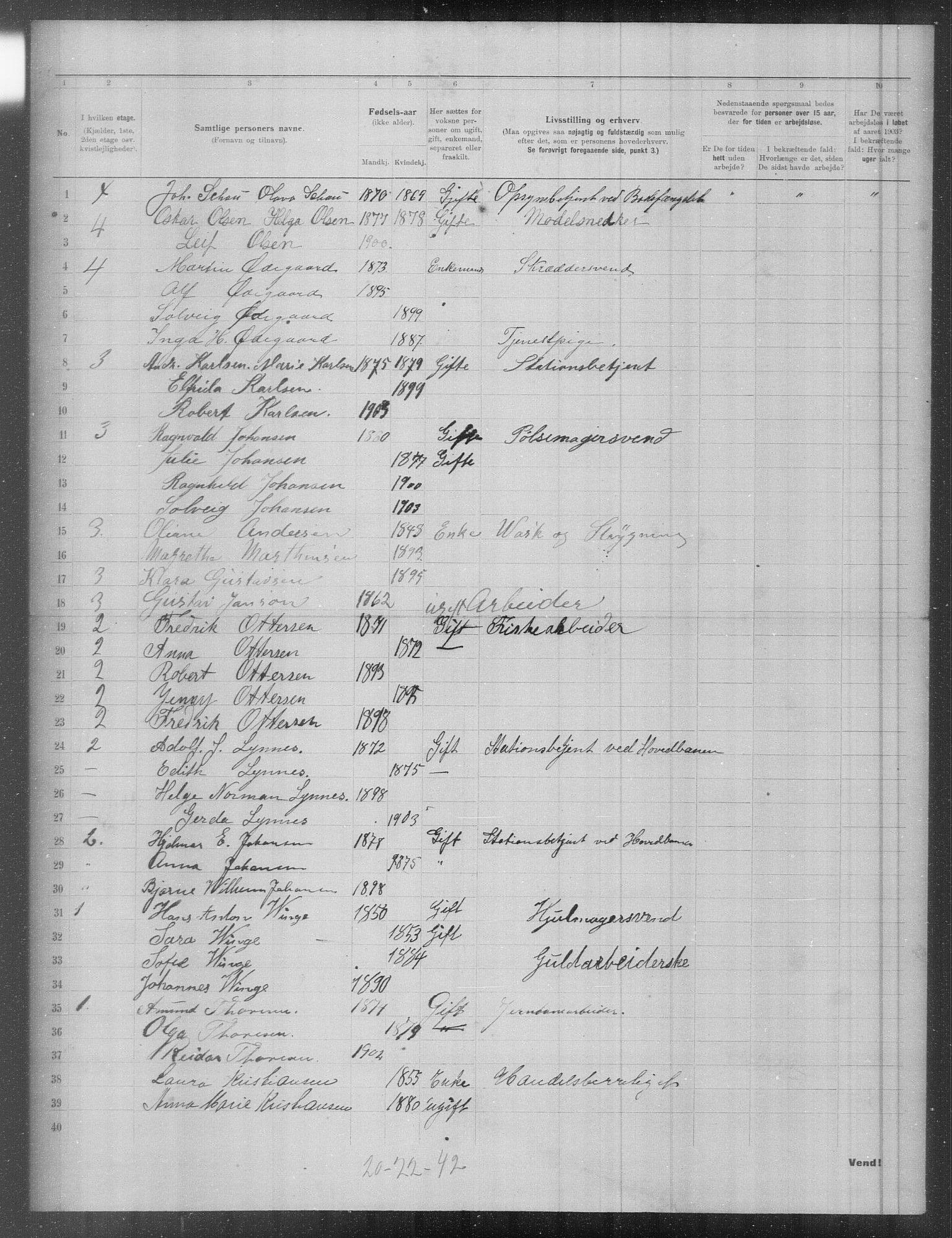 OBA, Municipal Census 1903 for Kristiania, 1903, p. 7834