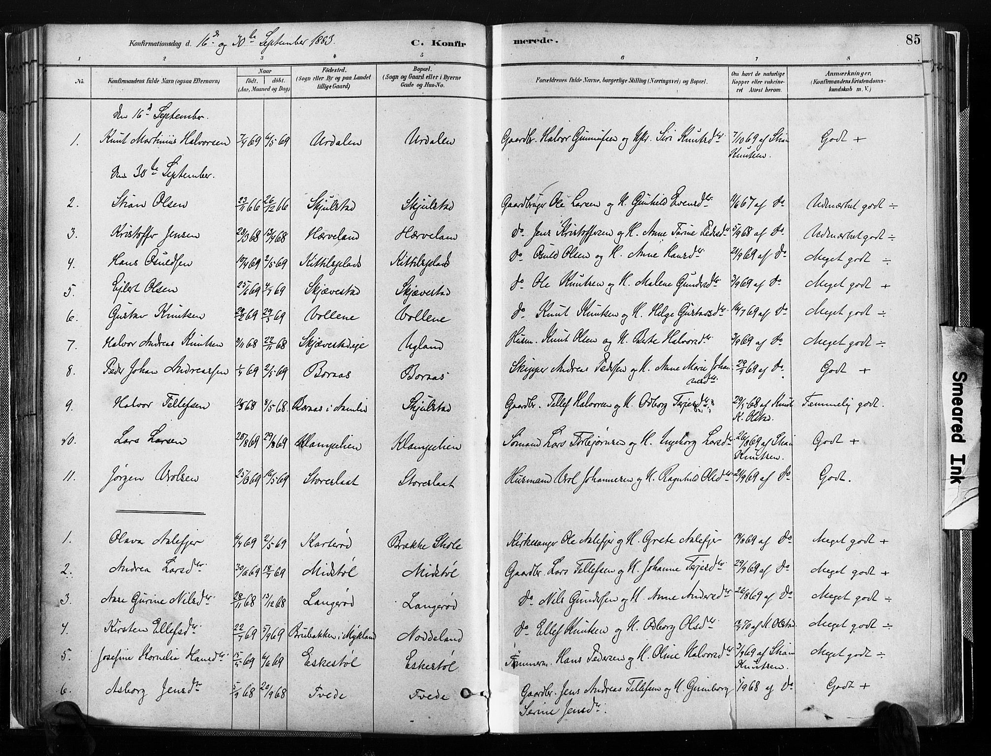 Austre Moland sokneprestkontor, SAK/1111-0001/F/Fa/Faa/L0010: Parish register (official) no. A 10, 1880-1904, p. 86