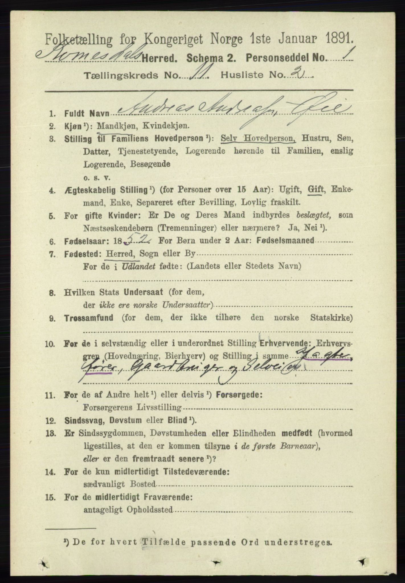 RA, 1891 census for 1037 Kvinesdal, 1891, p. 4512