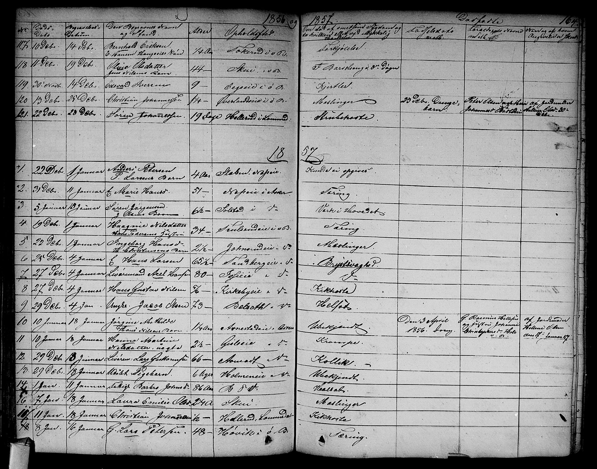 Asker prestekontor Kirkebøker, SAO/A-10256a/F/Fa/L0011: Parish register (official) no. I 11, 1825-1878, p. 164