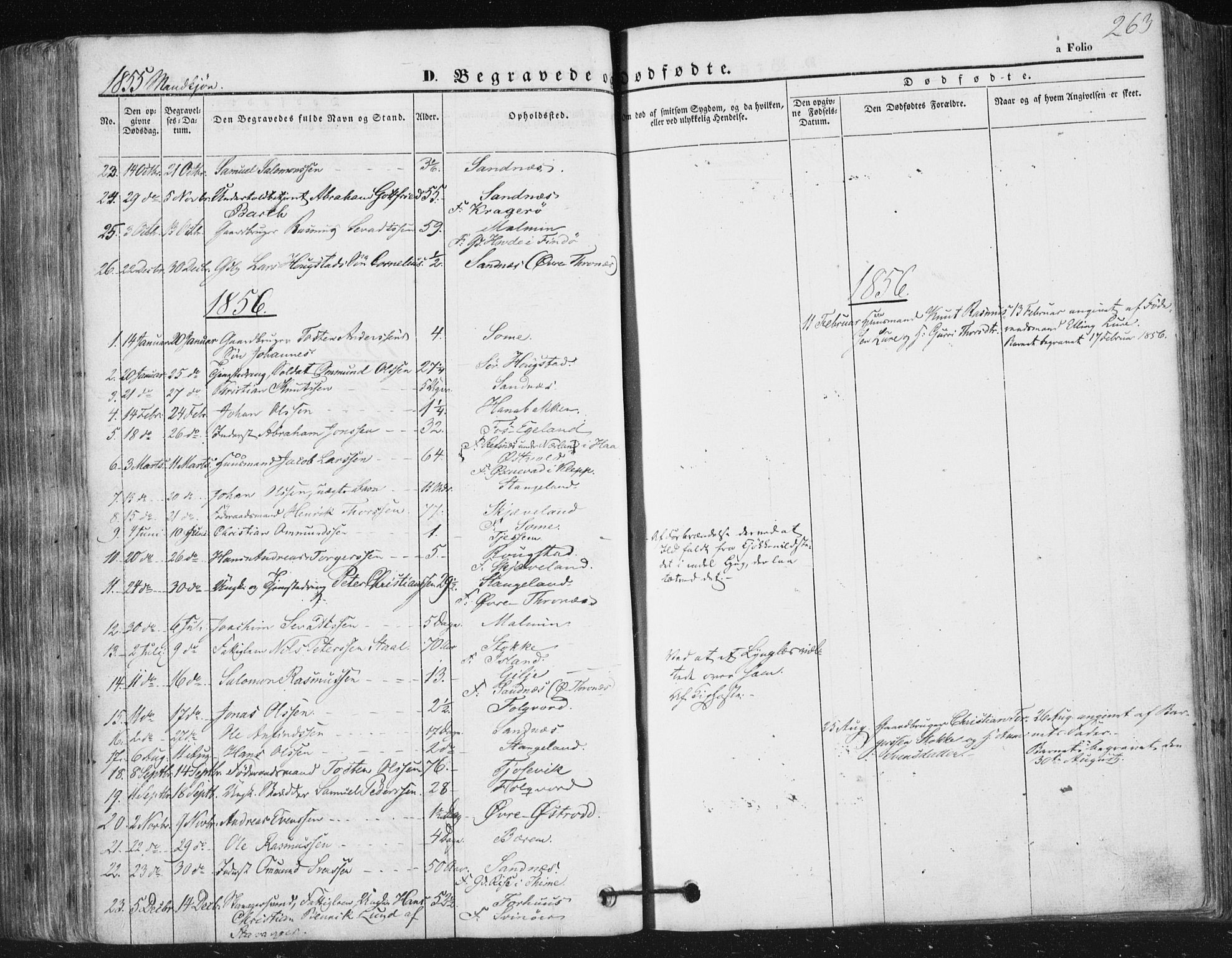 Høyland sokneprestkontor, SAST/A-101799/001/30BA/L0008: Parish register (official) no. A 8, 1841-1856, p. 263