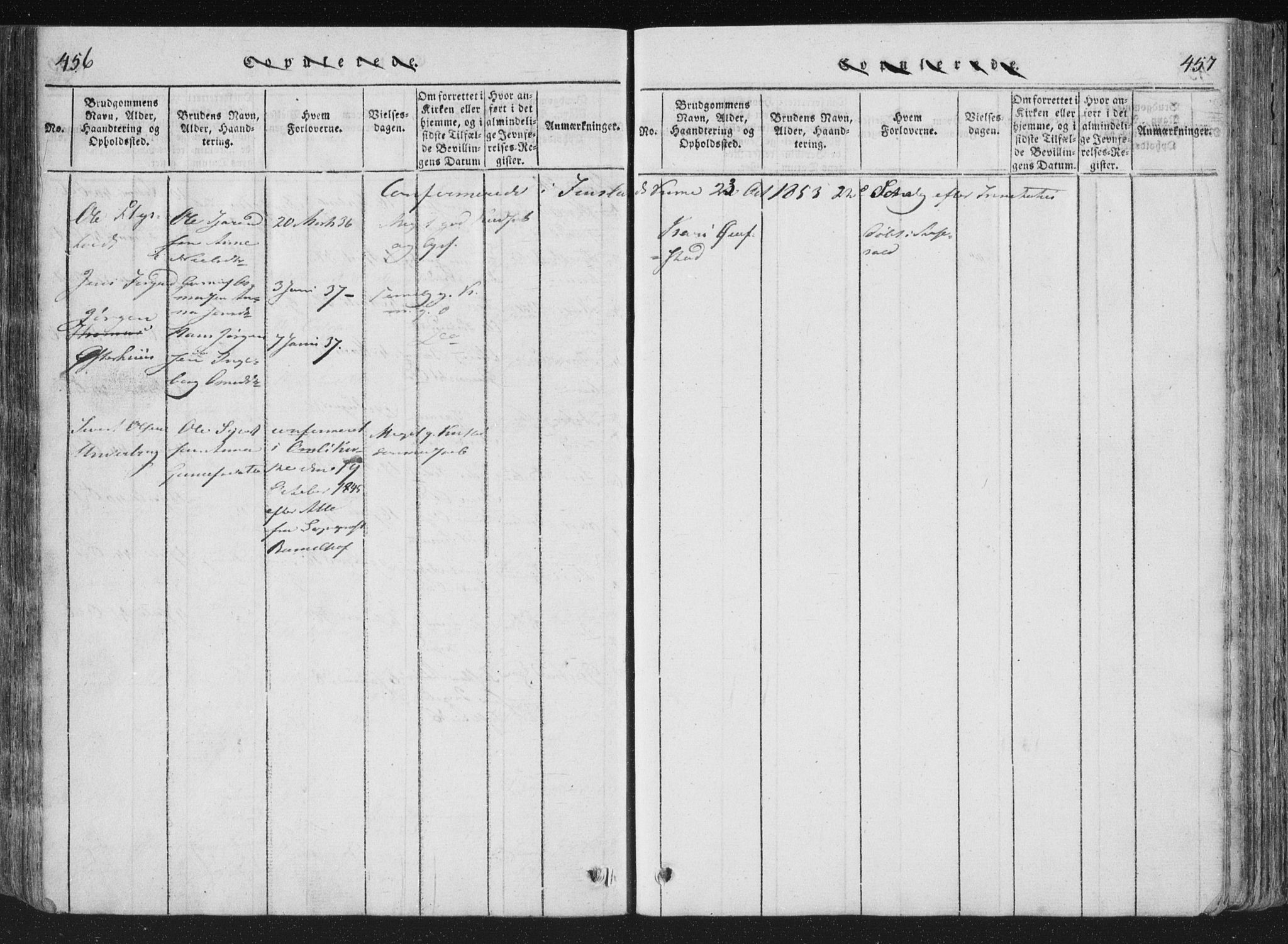 Åseral sokneprestkontor, SAK/1111-0051/F/Fa/L0001: Parish register (official) no. A 1, 1815-1853, p. 456-457