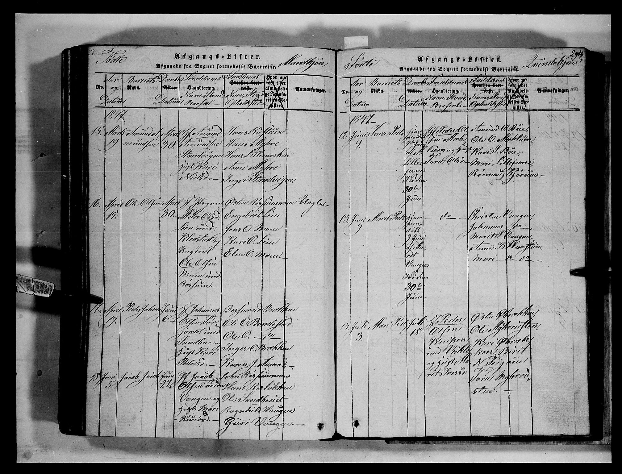 Fron prestekontor, AV/SAH-PREST-078/H/Ha/Hab/L0002: Parish register (copy) no. 2, 1816-1850, p. 294