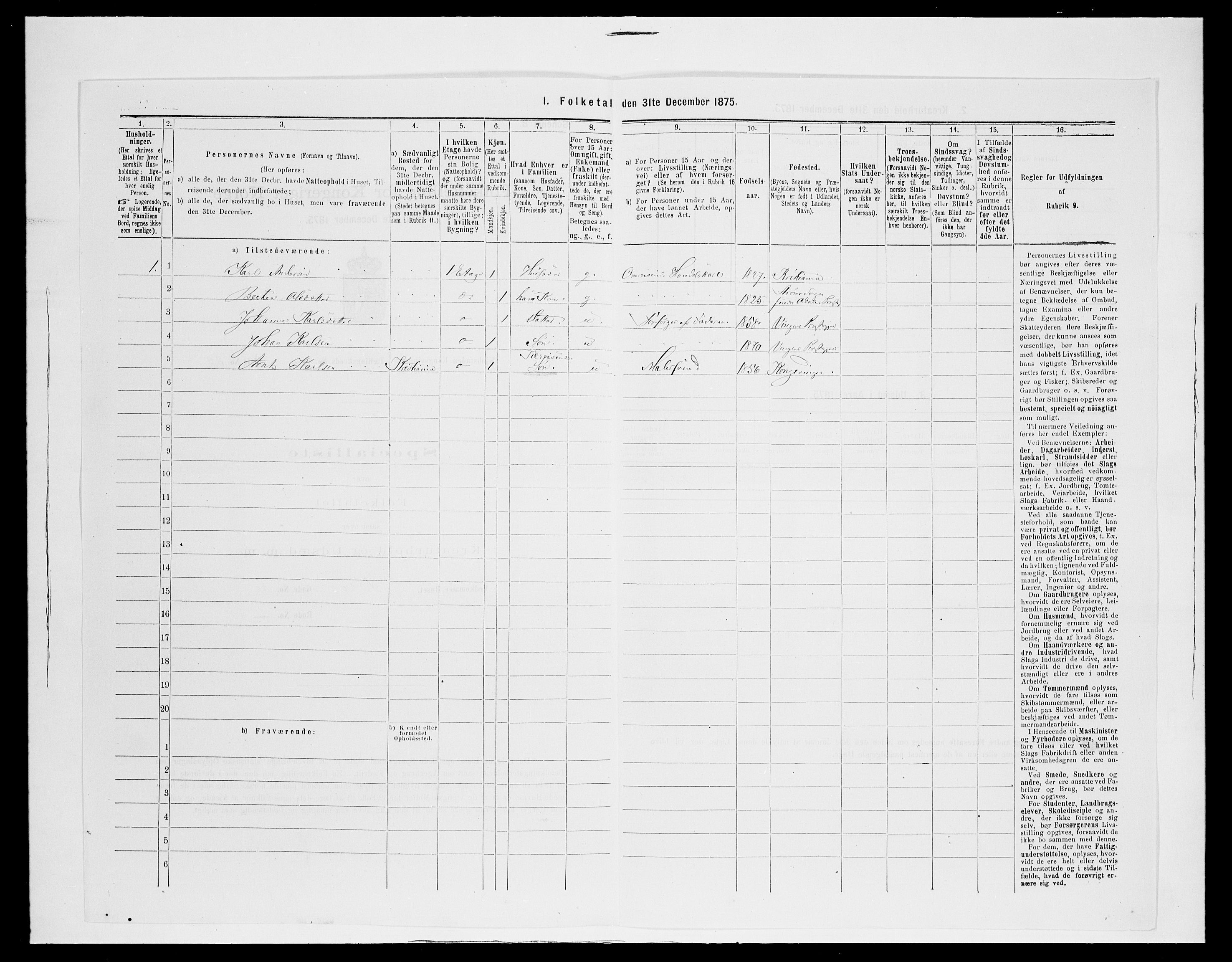 SAH, 1875 census for 0402B Vinger/Kongsvinger, 1875, p. 189