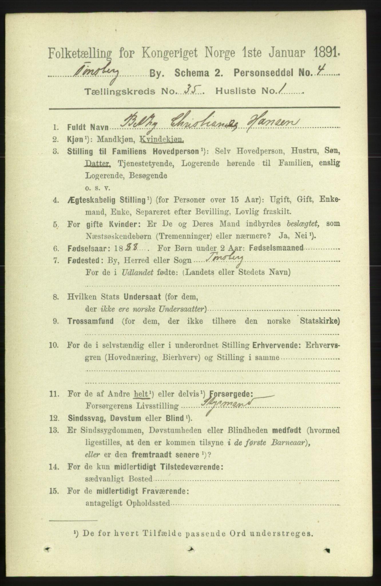 RA, 1891 census for 0705 Tønsberg, 1891, p. 7774