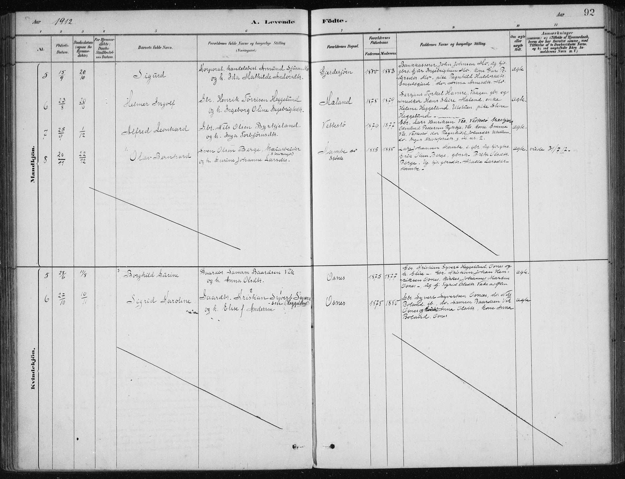 Etne sokneprestembete, AV/SAB-A-75001/H/Haa: Parish register (official) no. C  1, 1879-1919, p. 92