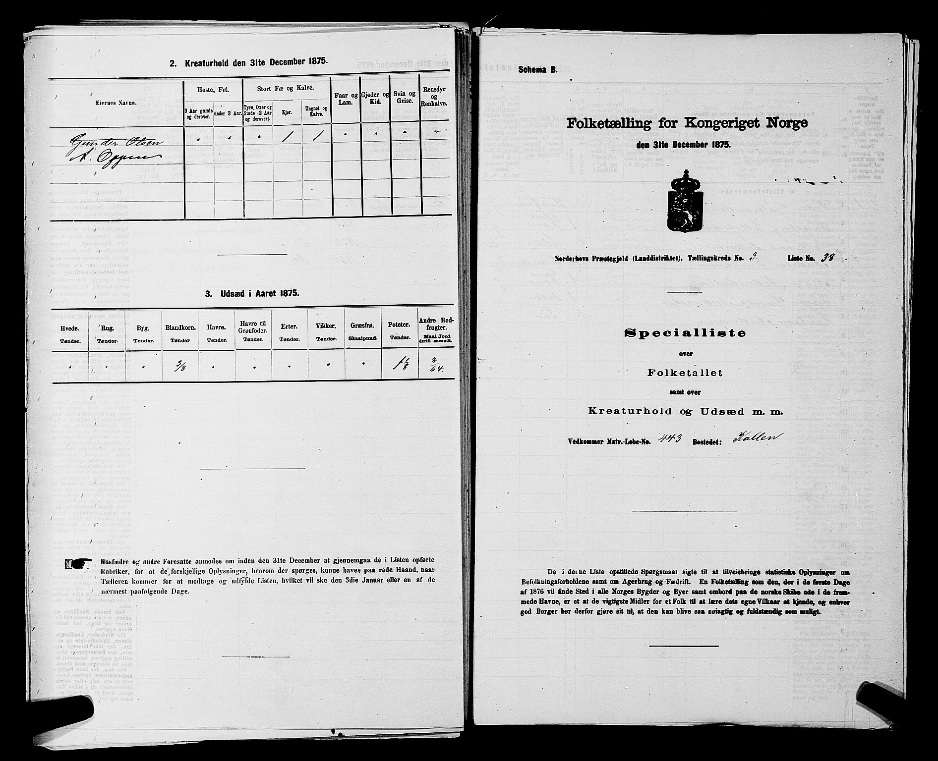 SAKO, 1875 census for 0613L Norderhov/Norderhov, Haug og Lunder, 1875, p. 2621