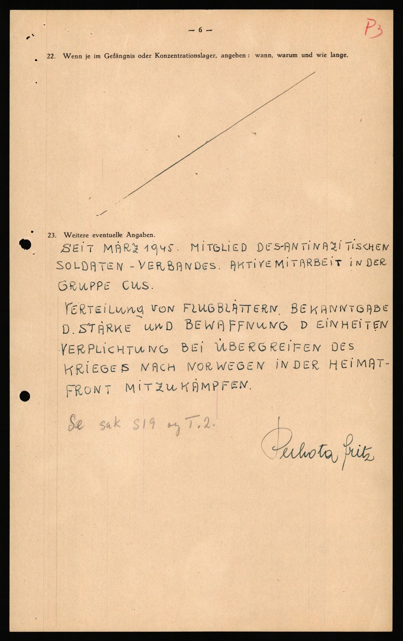 Forsvaret, Forsvarets overkommando II, AV/RA-RAFA-3915/D/Db/L0040: CI Questionaires. Tyske okkupasjonsstyrker i Norge. Østerrikere., 1945-1946, p. 8