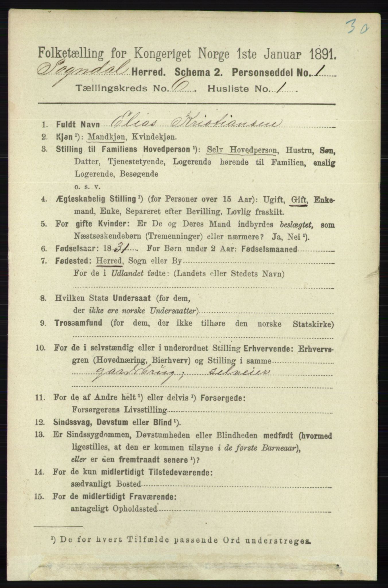 RA, 1891 census for 1111 Sokndal, 1891, p. 1642