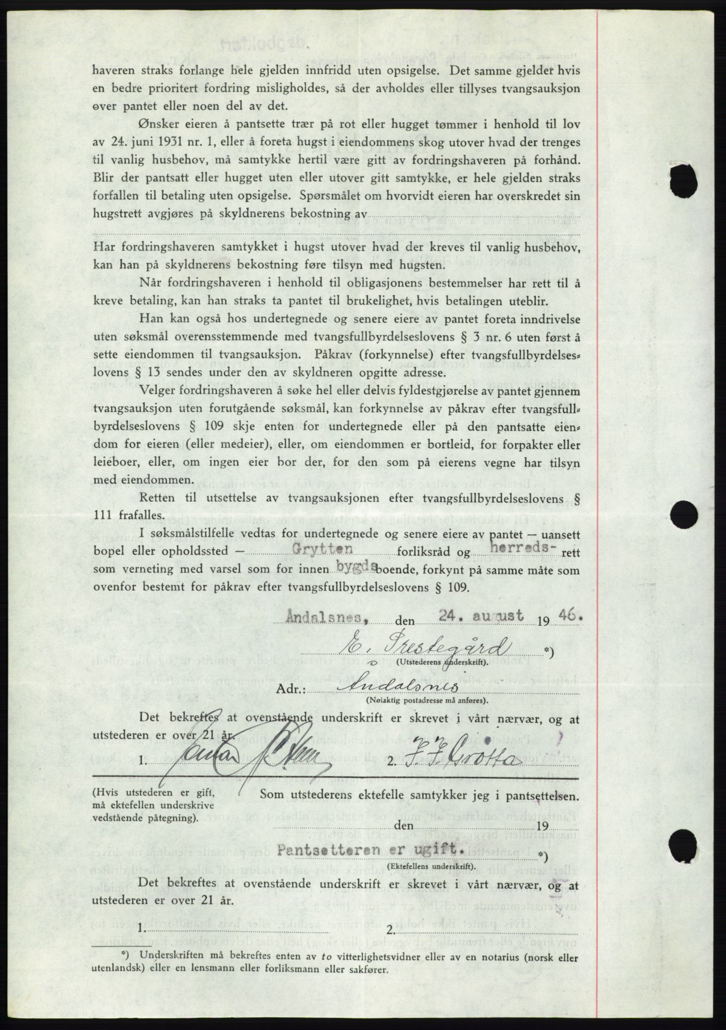 Romsdal sorenskriveri, AV/SAT-A-4149/1/2/2C: Mortgage book no. B3, 1946-1948, Diary no: : 1639/1946