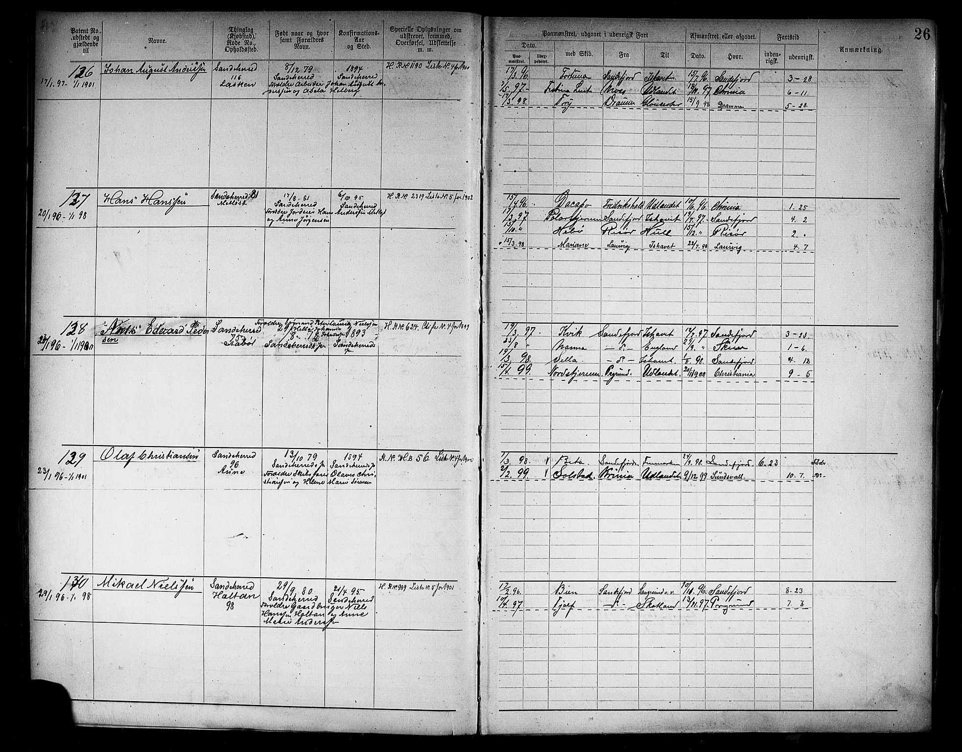 Sandefjord innrulleringskontor, AV/SAKO-A-788/F/Fa/L0005: Annotasjonsrulle, 1894-1911, p. 28